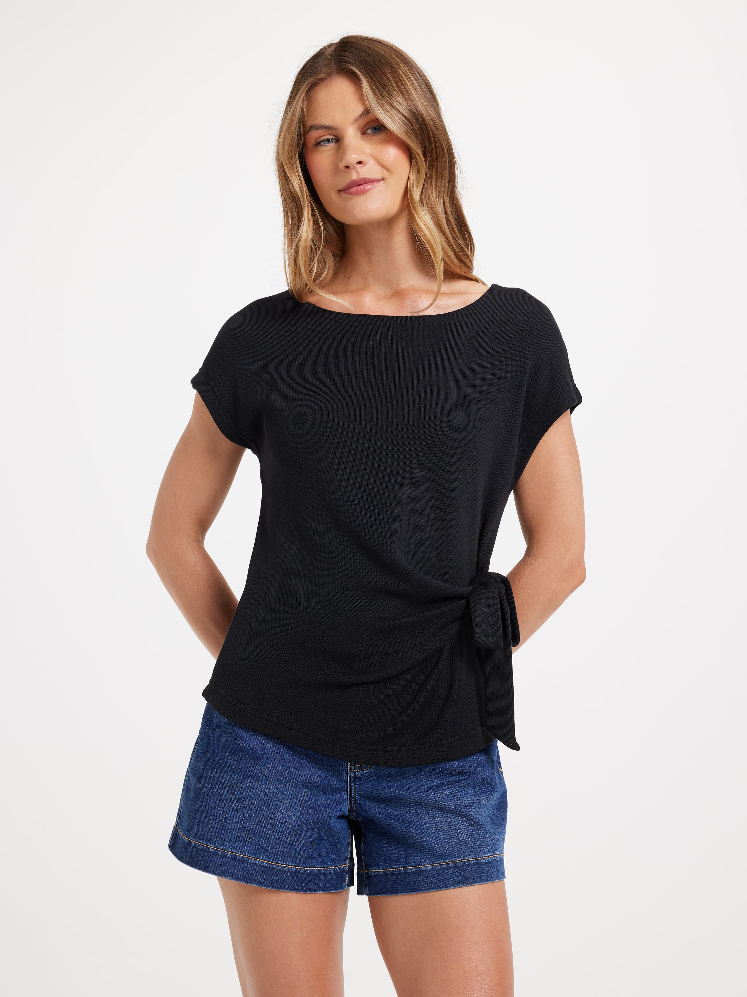 Nadia Short Sleeve Tie Top