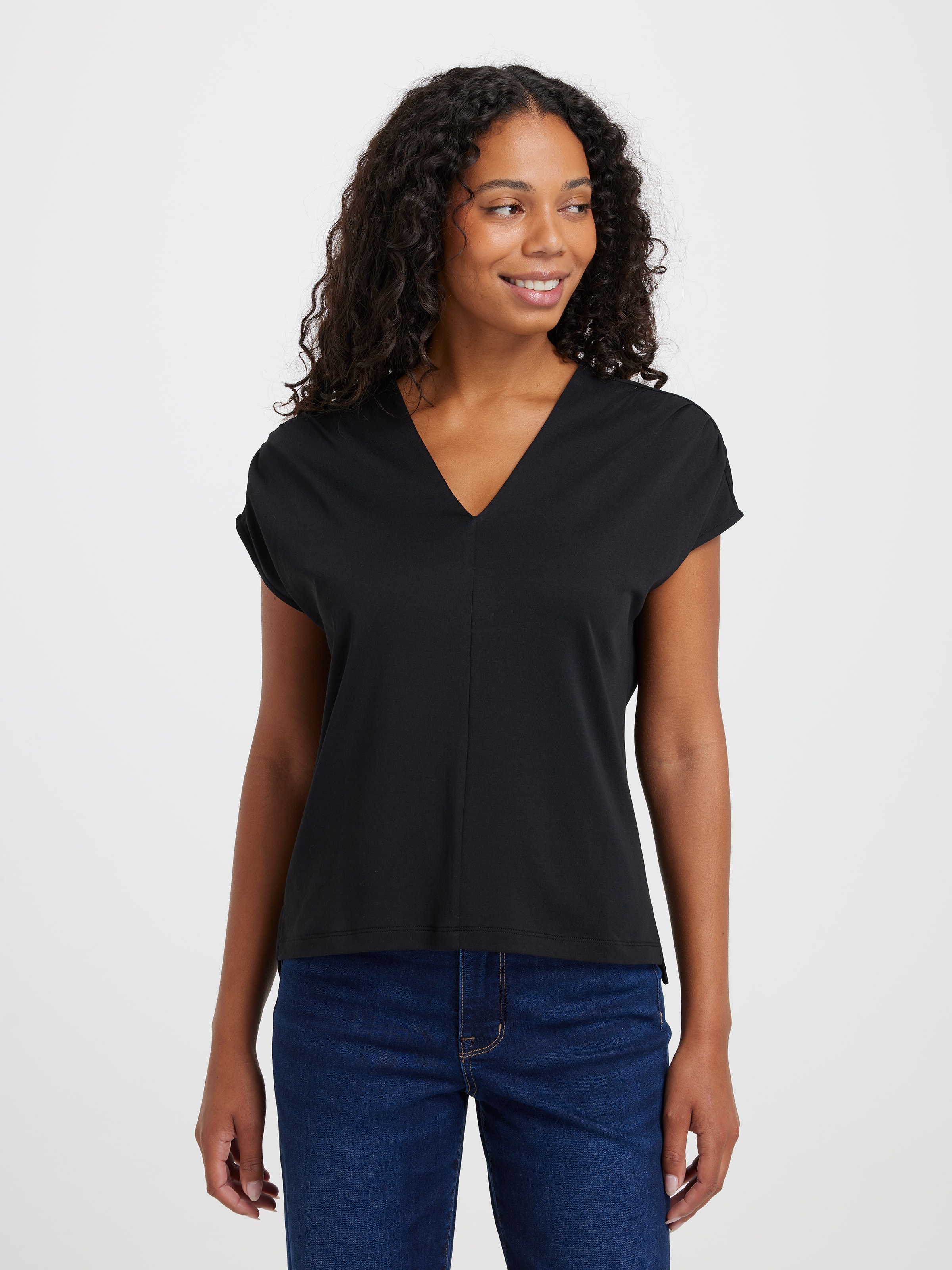 Iris V-Neck Gathered Short Sleeve Top
