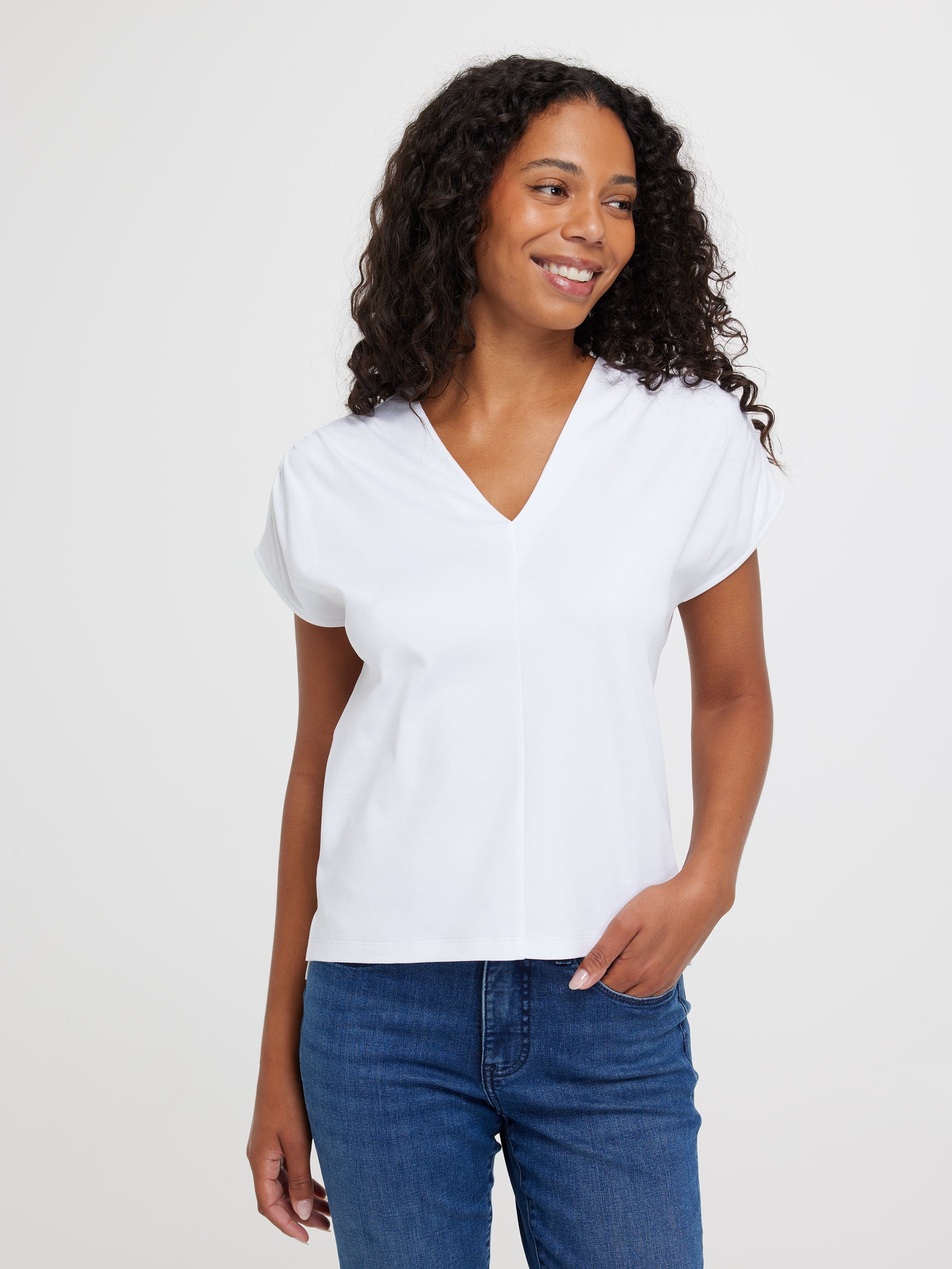Iris V-Neck Gathered Short Sleeve Top