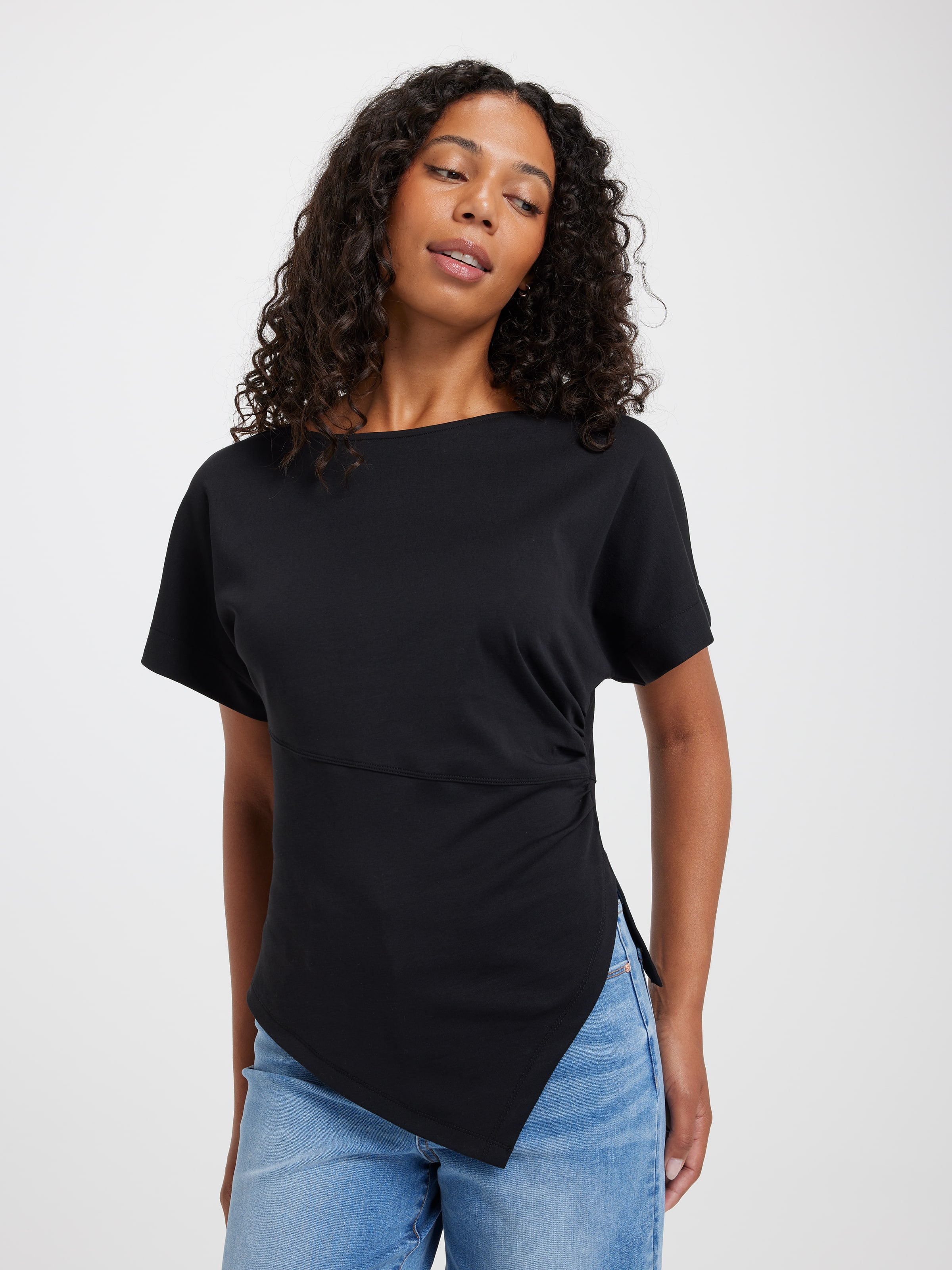 Freya Asymmetrical Side Gathered Top