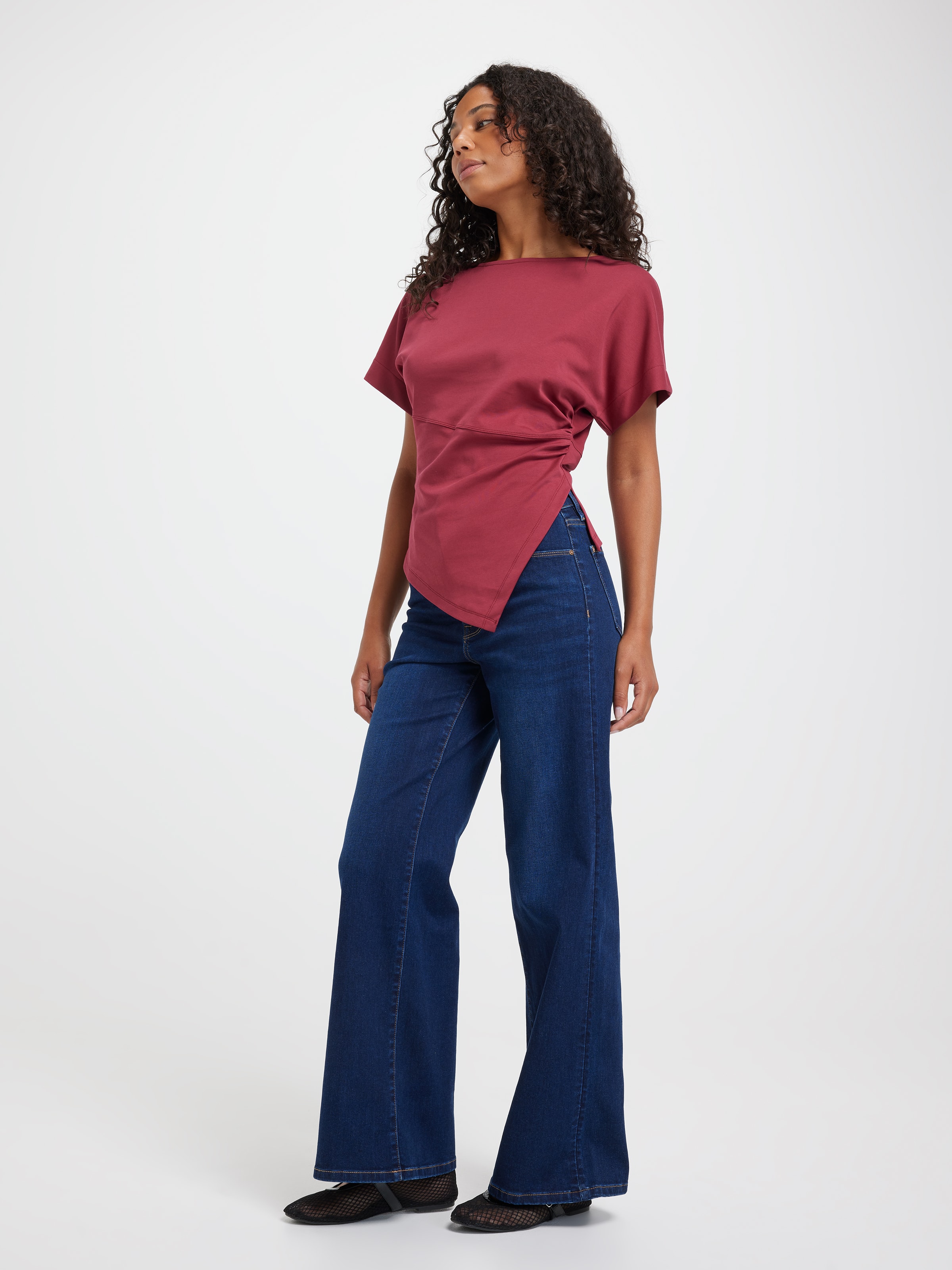 Freya Asymmetrical Side Gathered Top