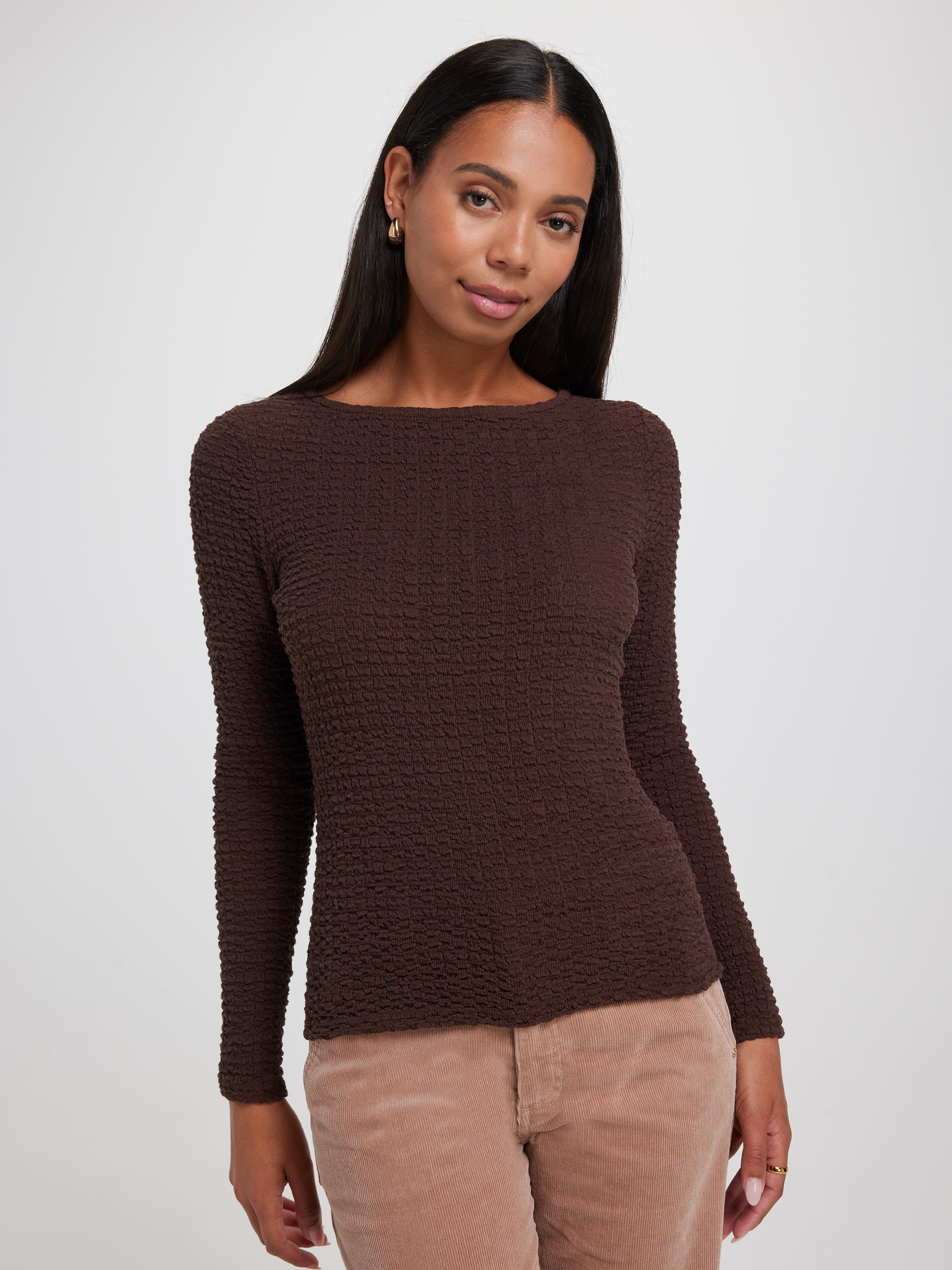 Portia Textured Boat Neck Top
