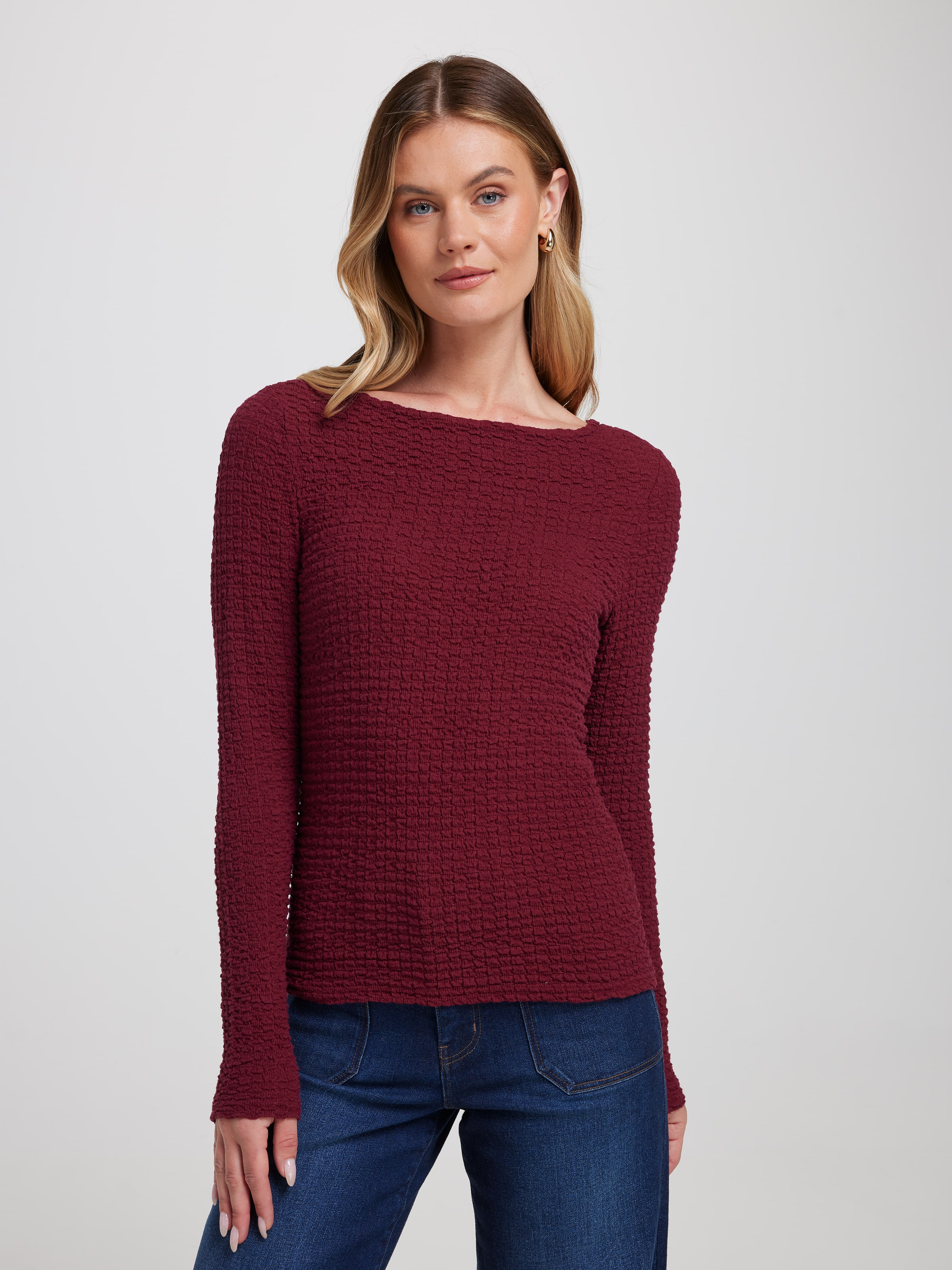 Portia Textured Boat Neck Top