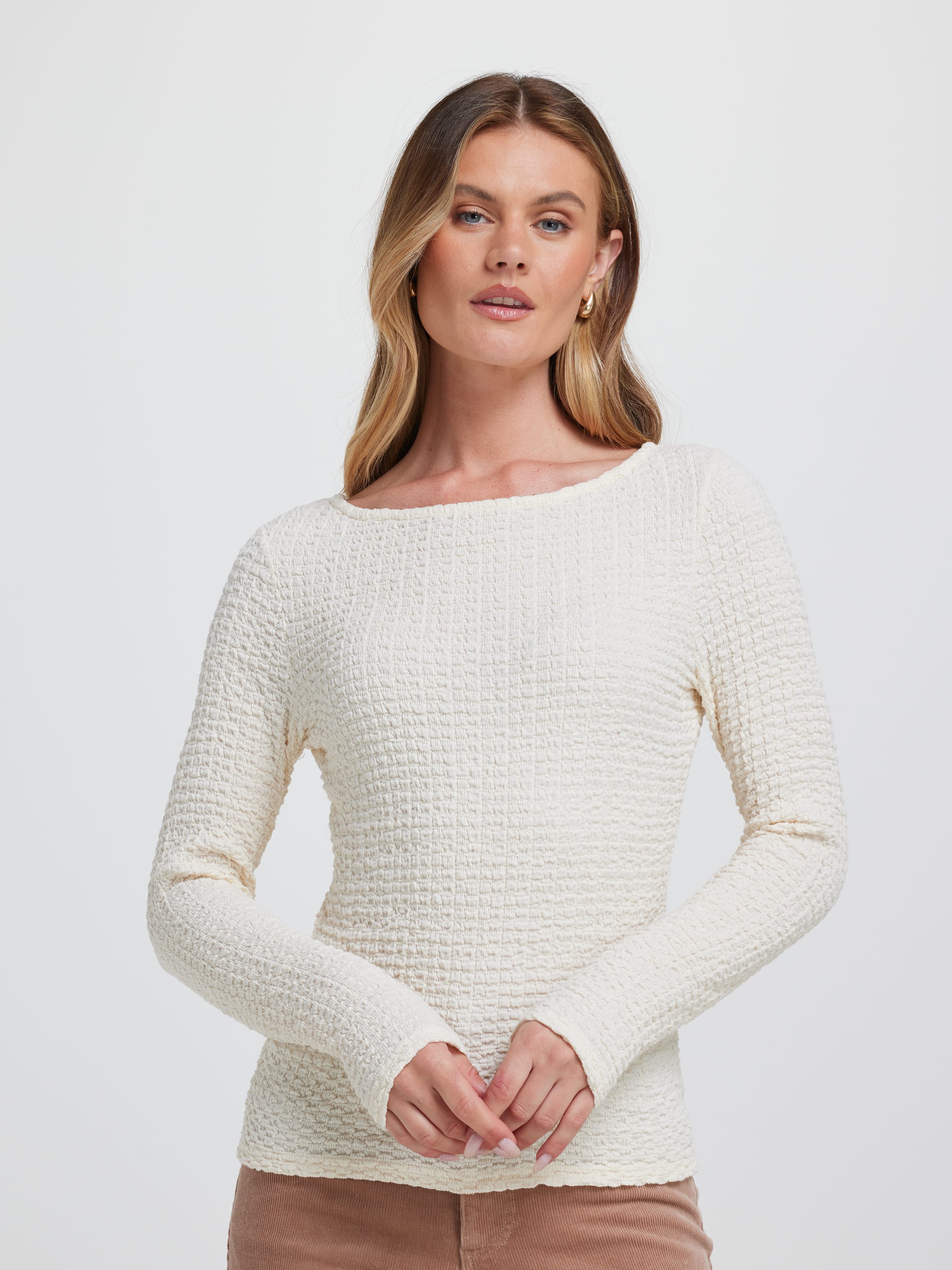 Portia Textured Boat Neck Top