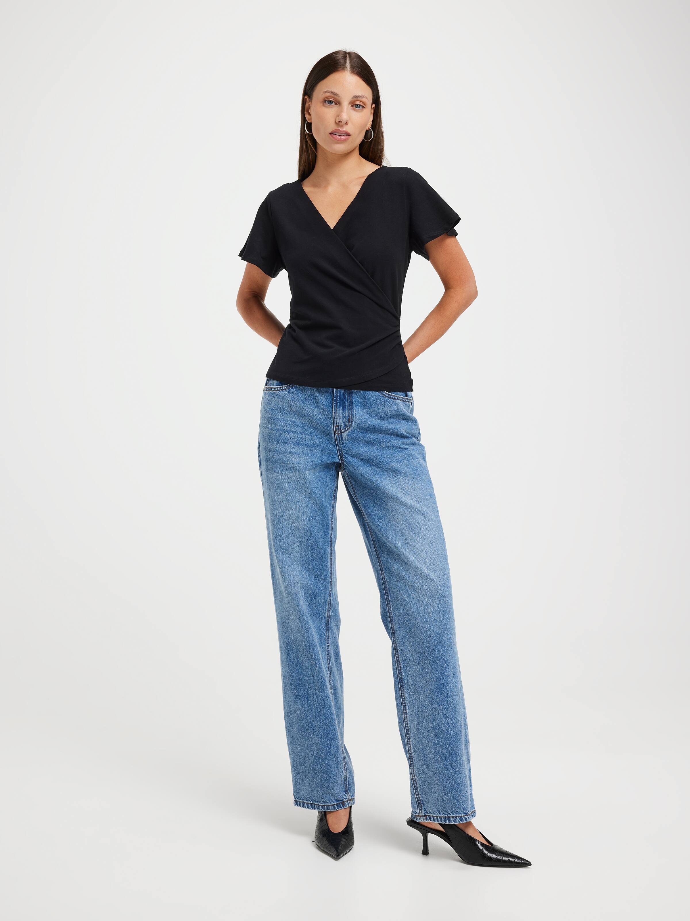 Jemma Flutter Sleeve Wrap Top