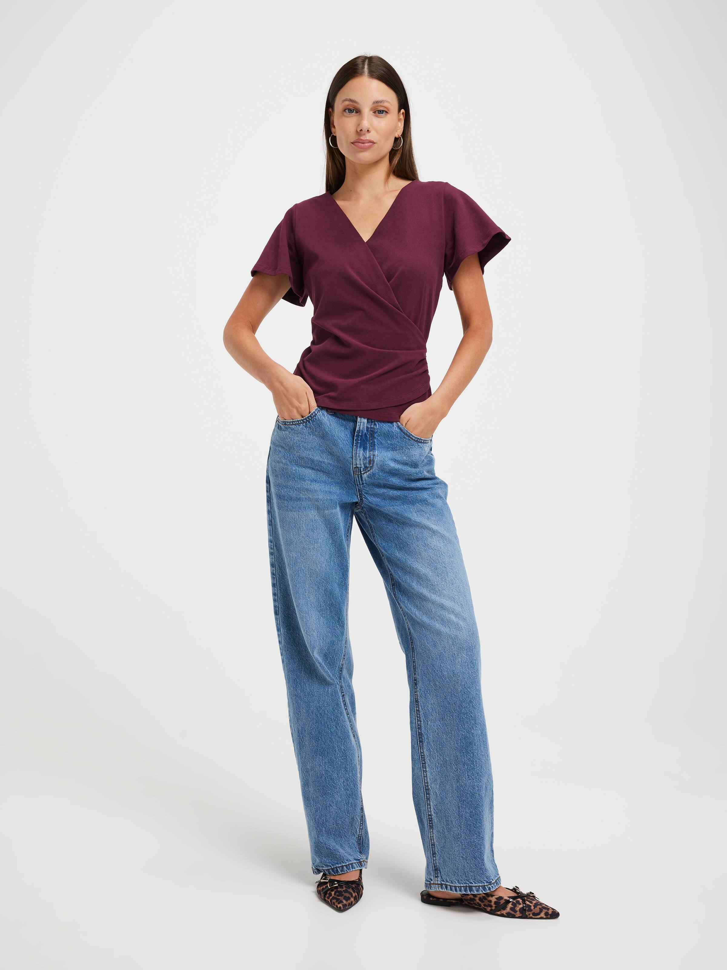 Jemma Flutter Sleeve Wrap Top