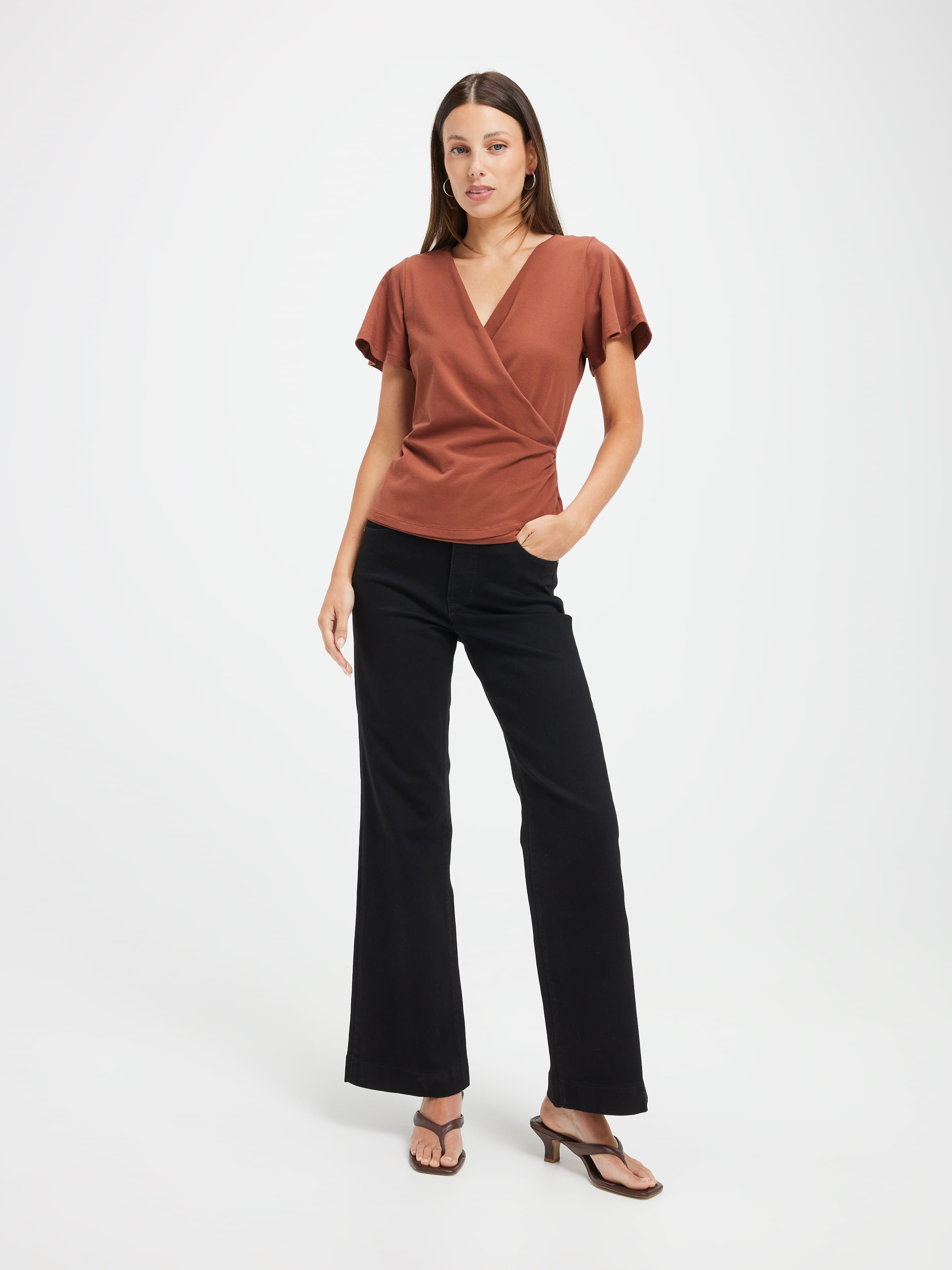 Jemma Flutter Sleeve Wrap Top