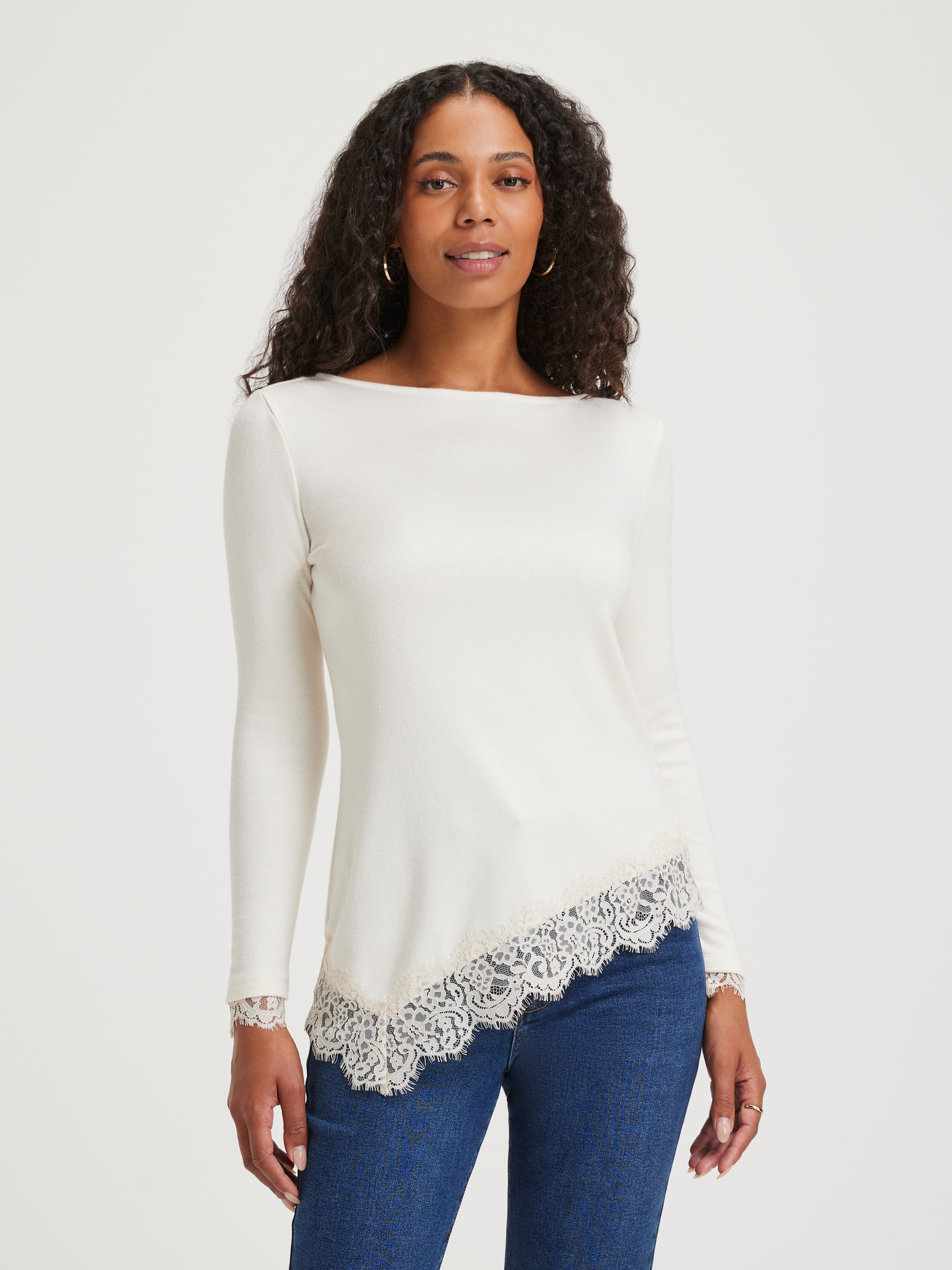 Iris Asymmetric Lace Trim Top