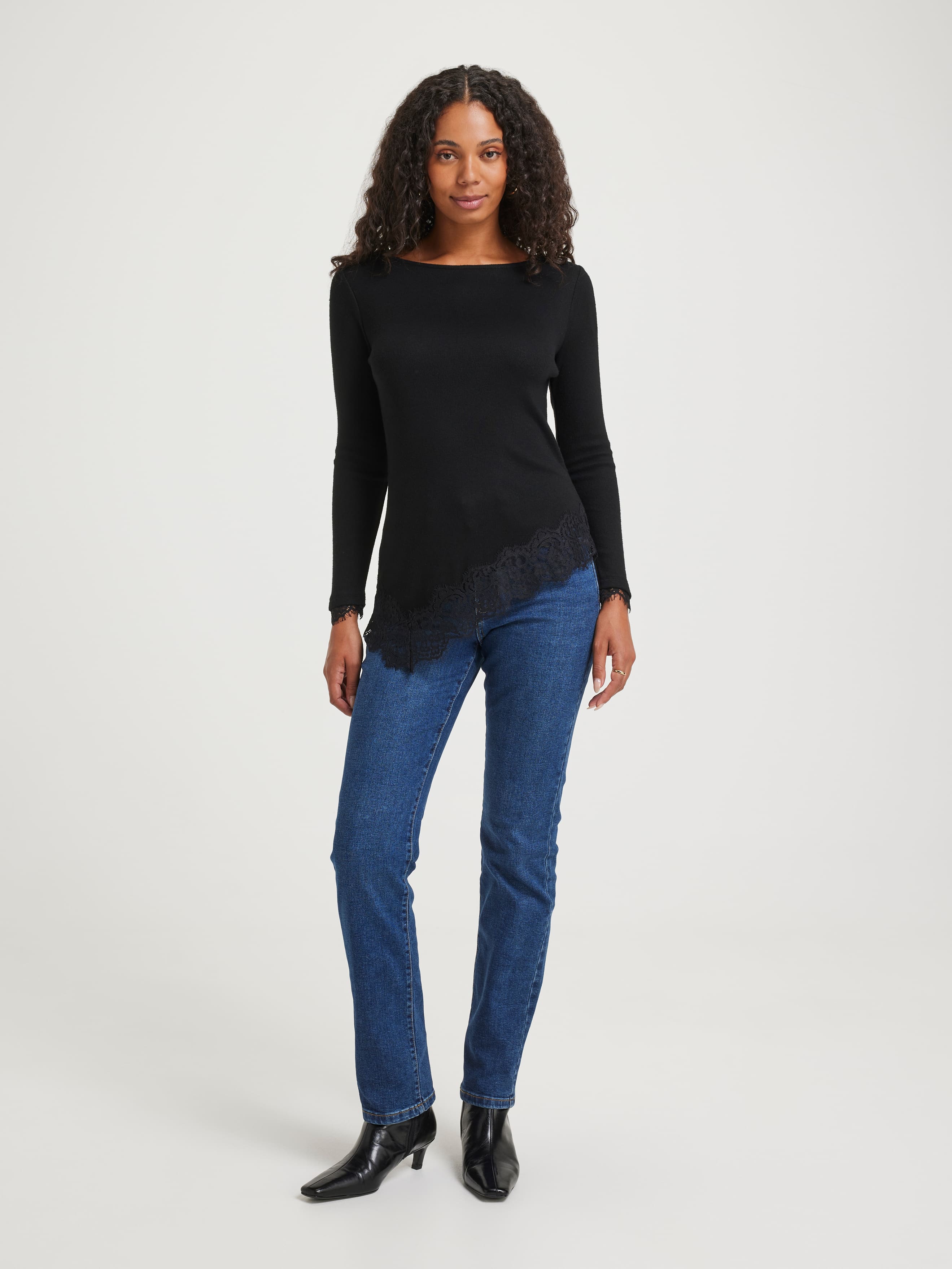 Iris Asymmetric Lace Trim Top