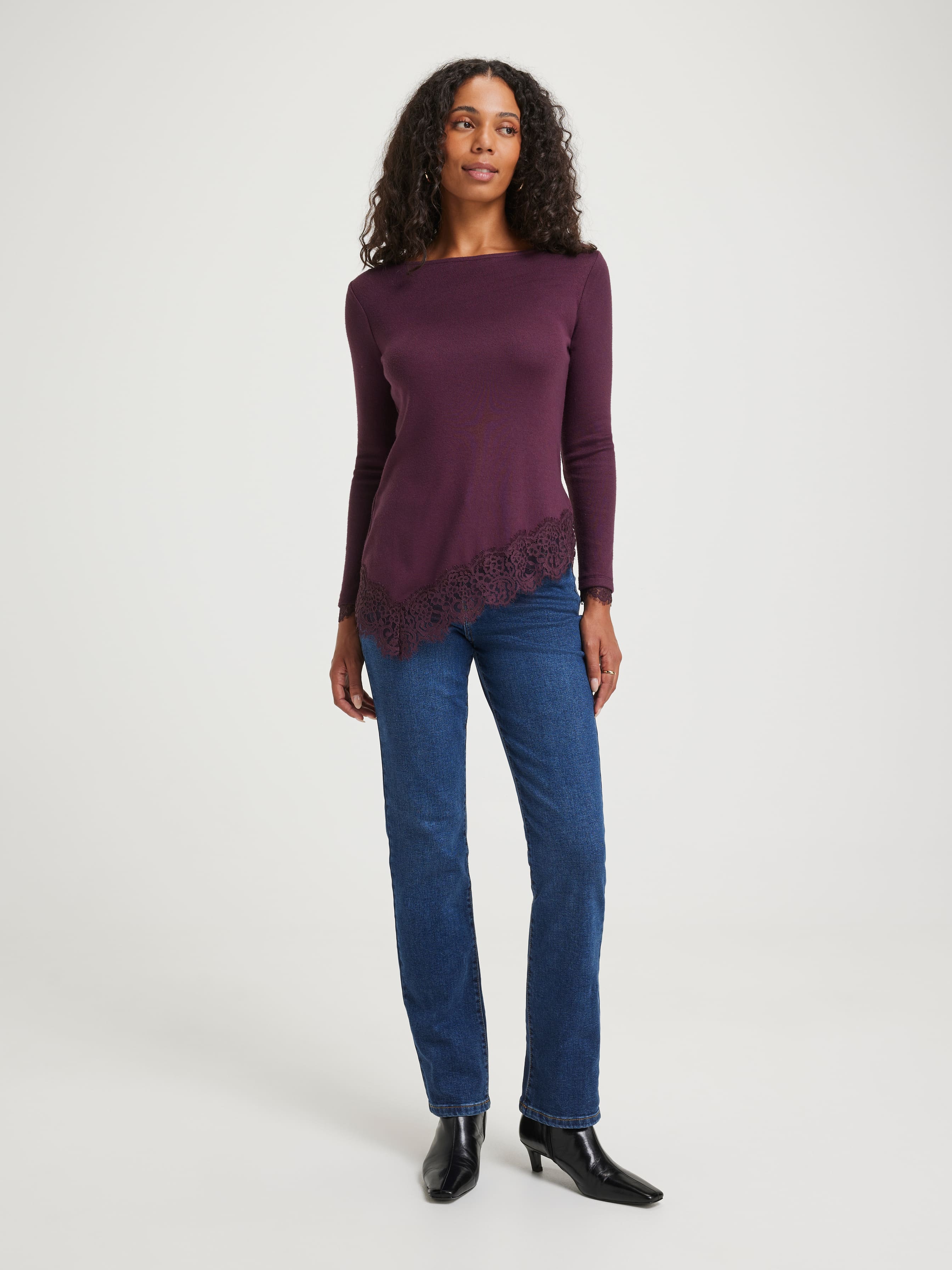 Iris Asymmetric Lace Trim Top