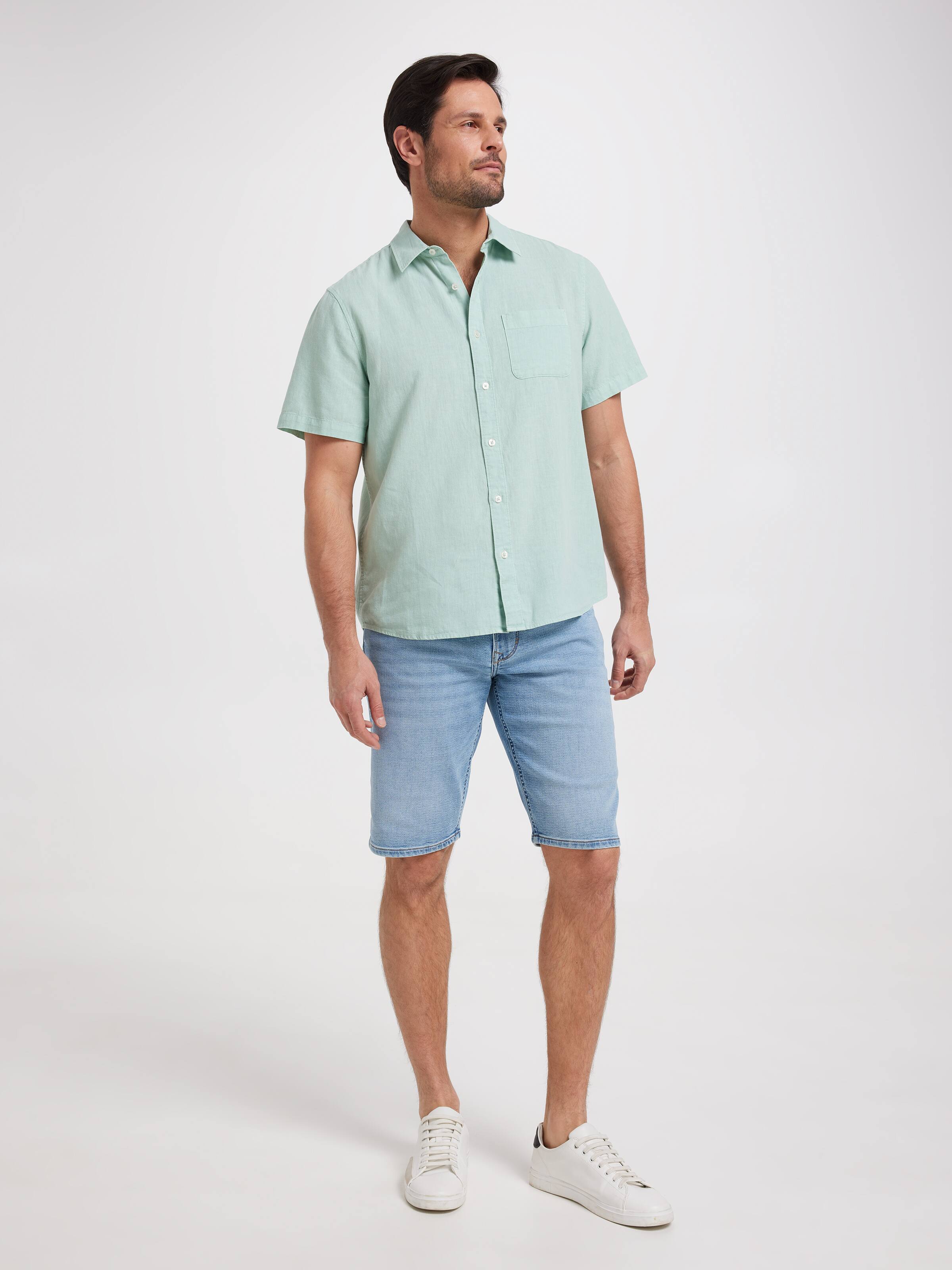 Short Sleeve Linen Blend Shirt