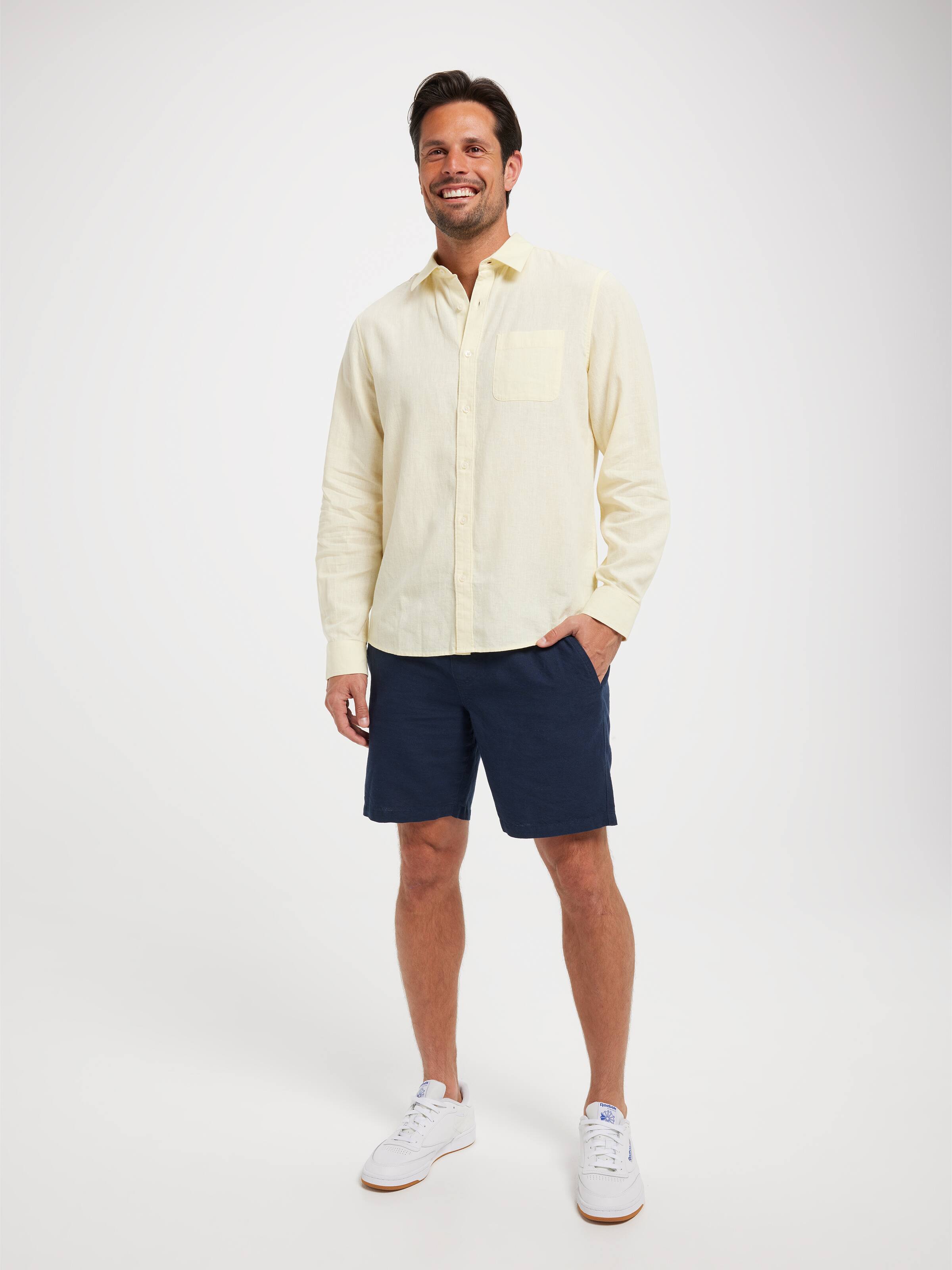 Long Sleeve Linen Blend Shirt