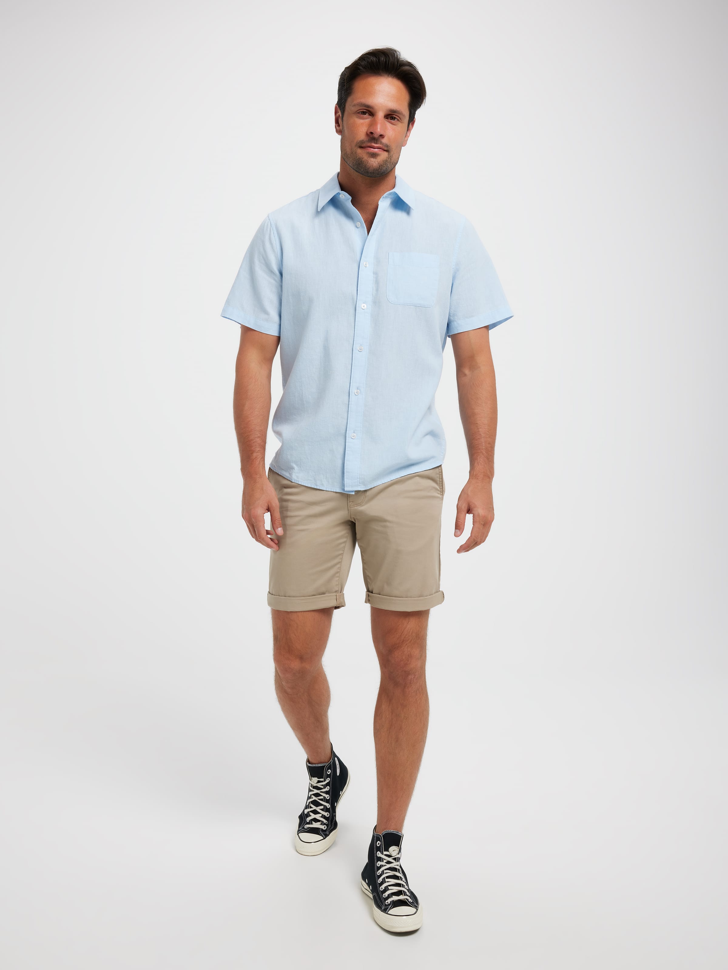 Short Sleeve Linen Blend Shirt