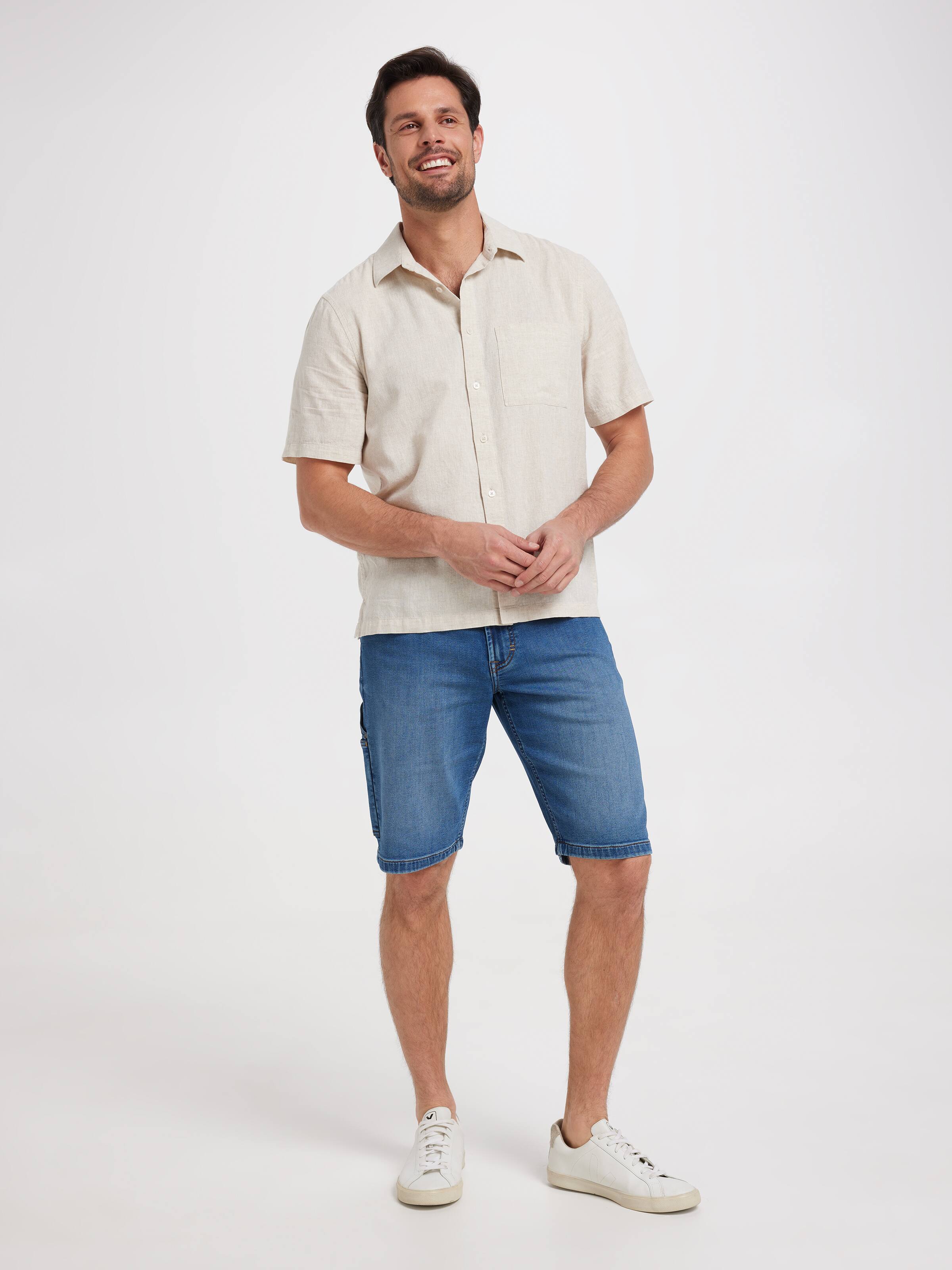 Short Sleeve Linen Blend Shirt