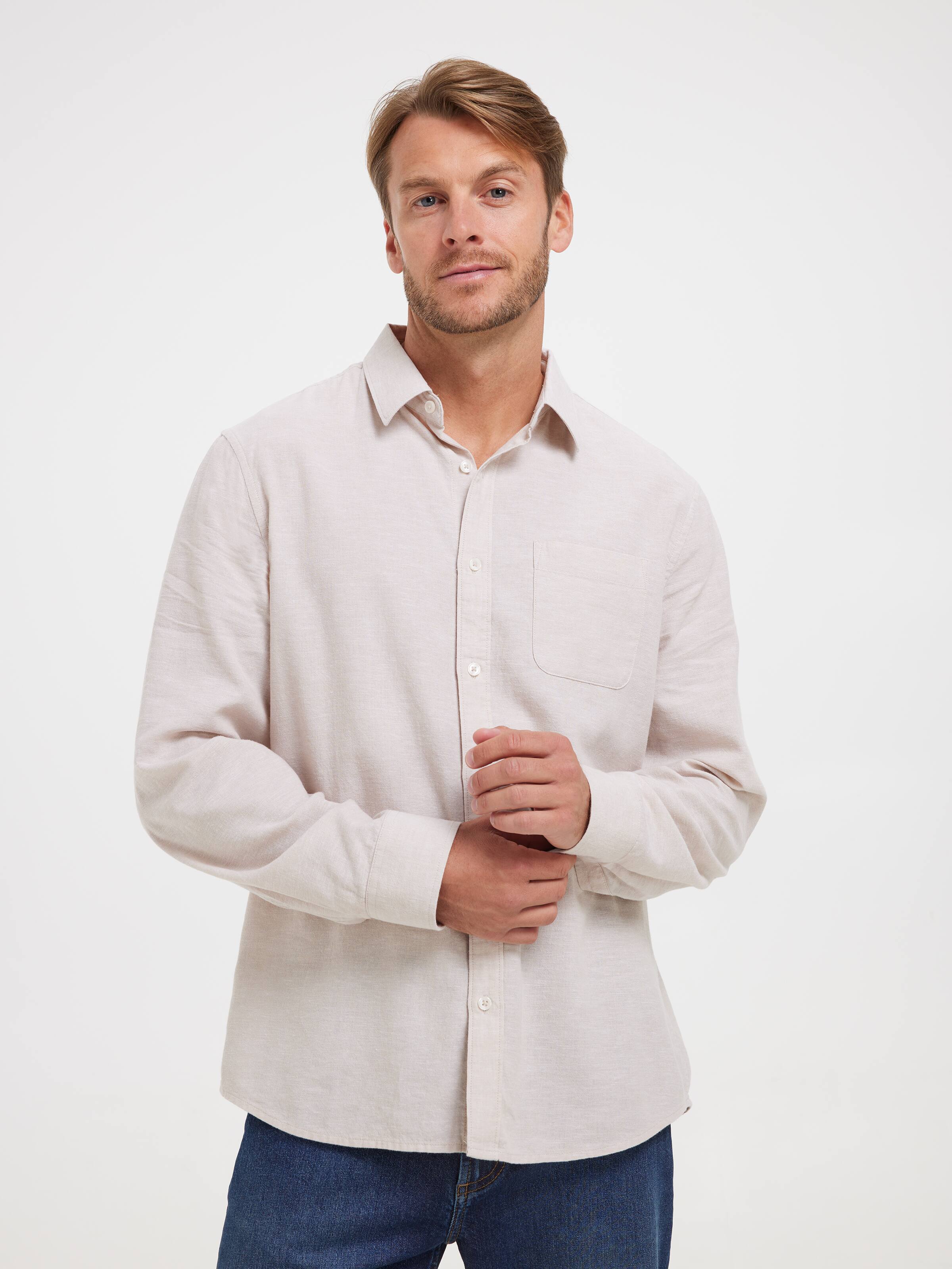 Short Sleeve Linen Blend Shirt