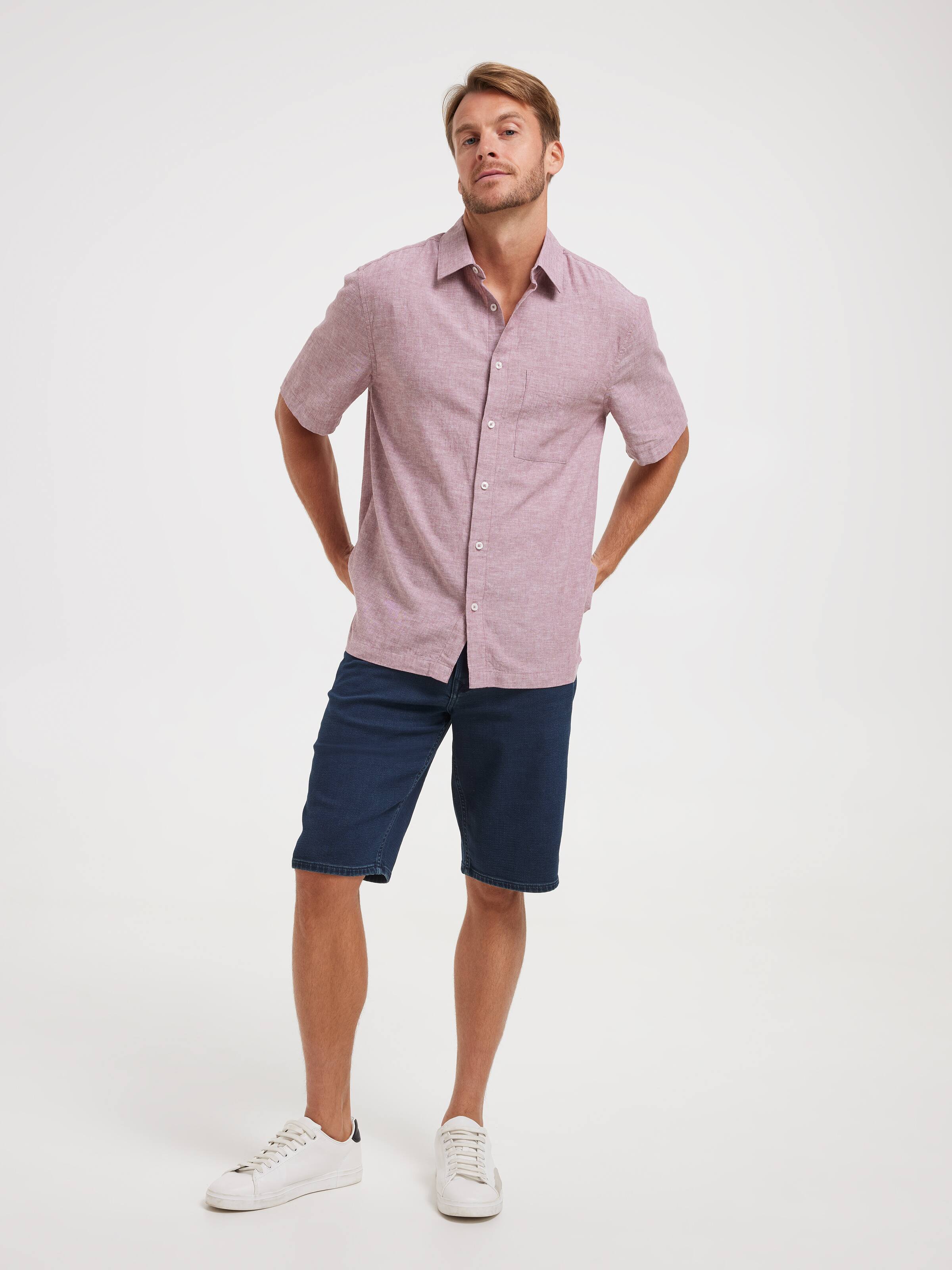 Short Sleeve Linen Blend Shirt