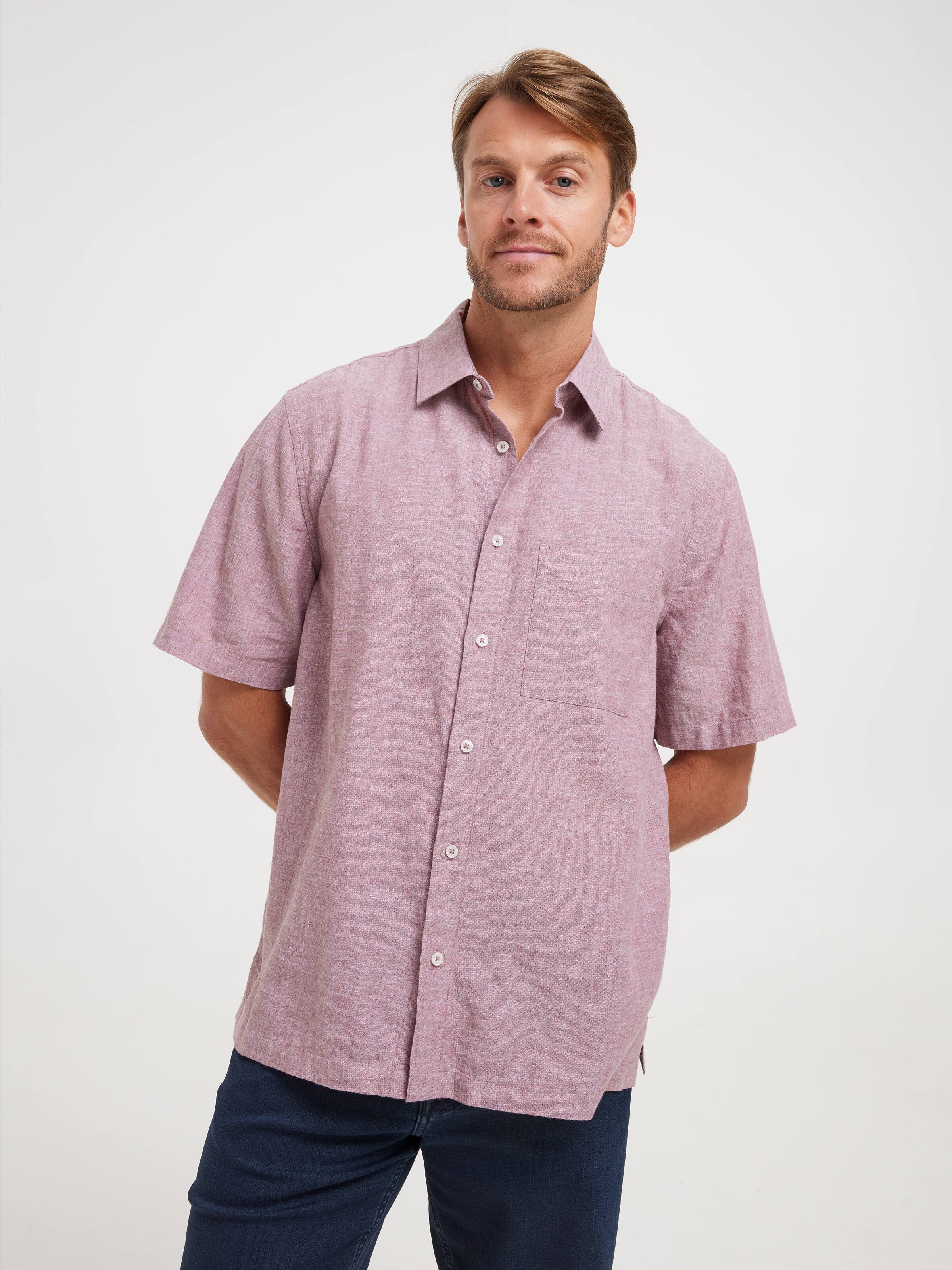 Short Sleeve Linen Blend Shirt