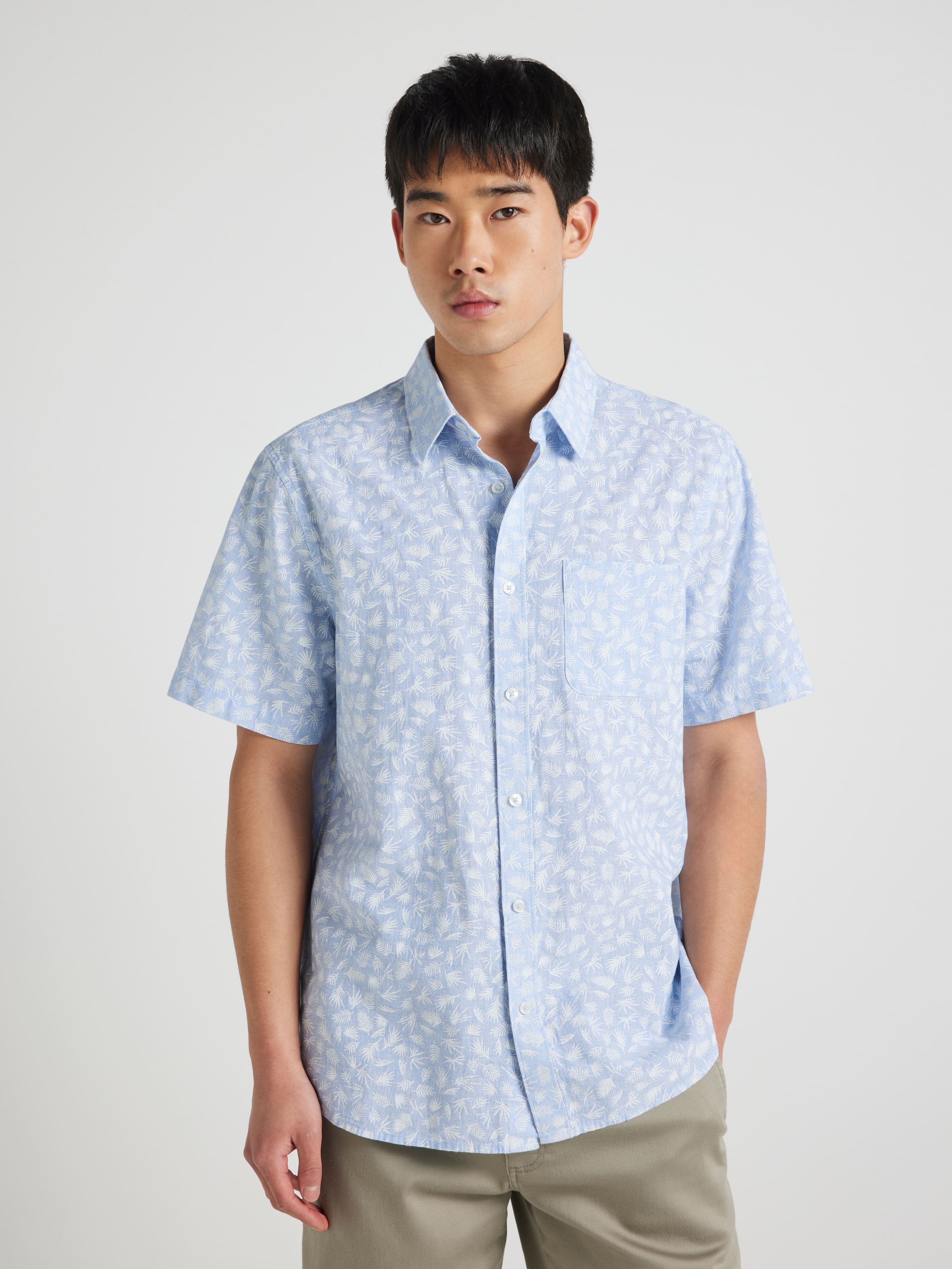 Linen Blend Print Shirt