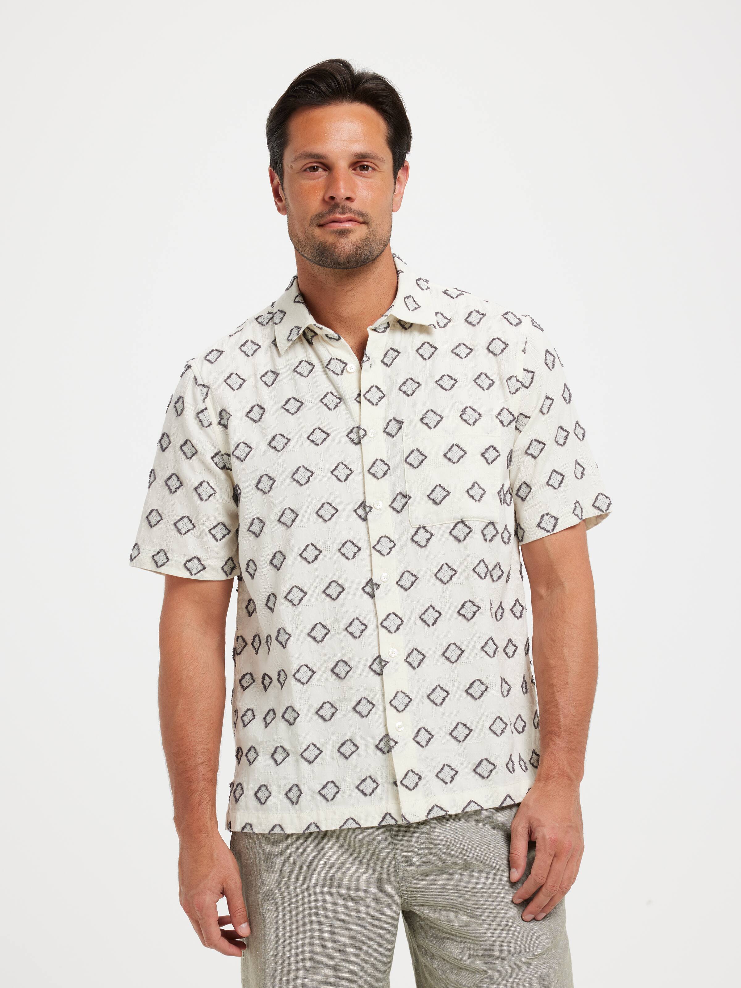 Short Sleeve Diamond Dobby Shirt