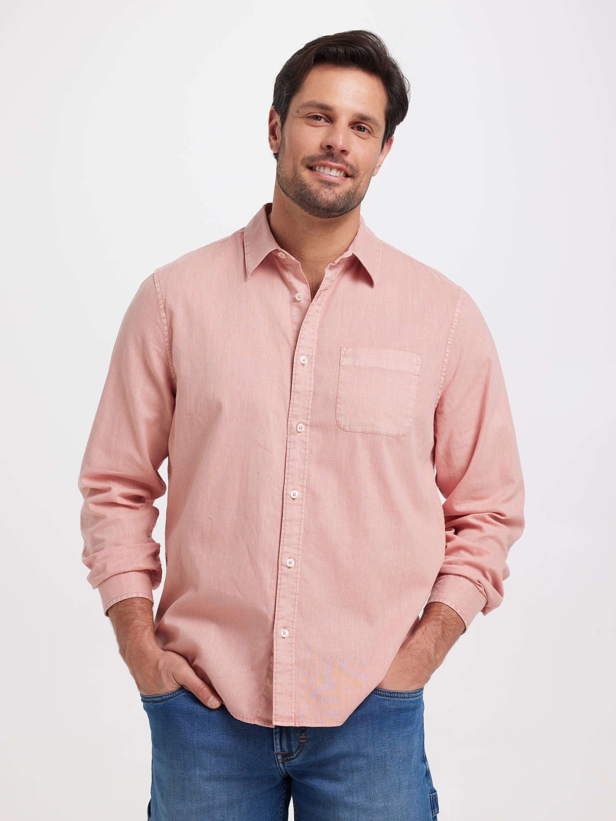 Long Sleeve Linen Blend Cd Shirt
