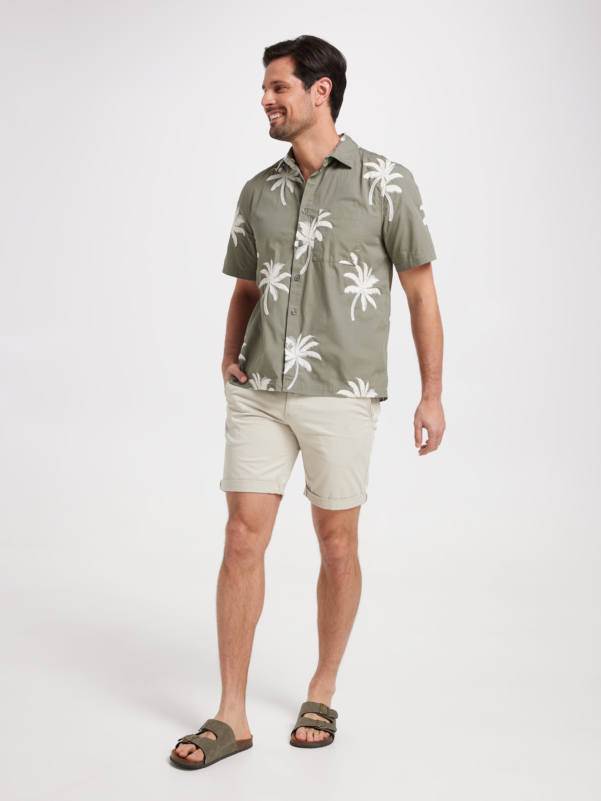 Short Sleeve Boxy Palm Embroidery