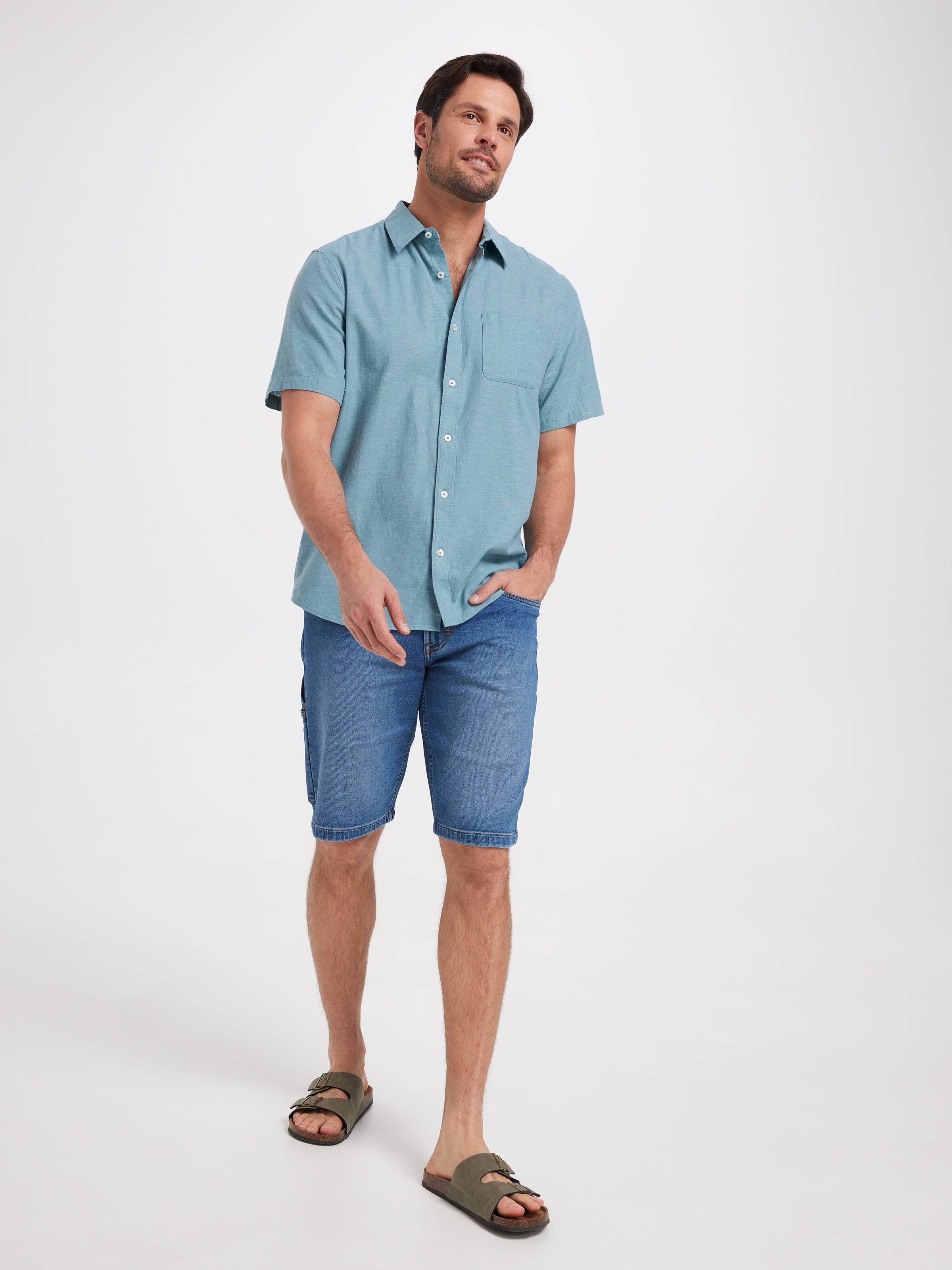 Short Sleeve Linen Blend Cd Shirt