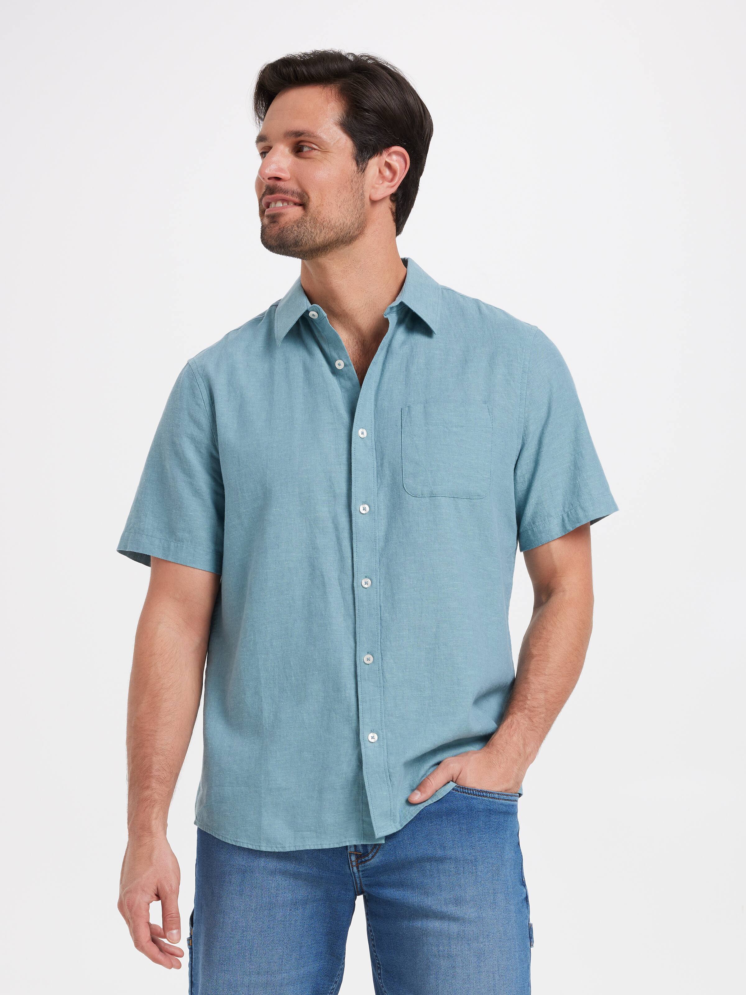 Short Sleeve Linen Blend Cd Shirt