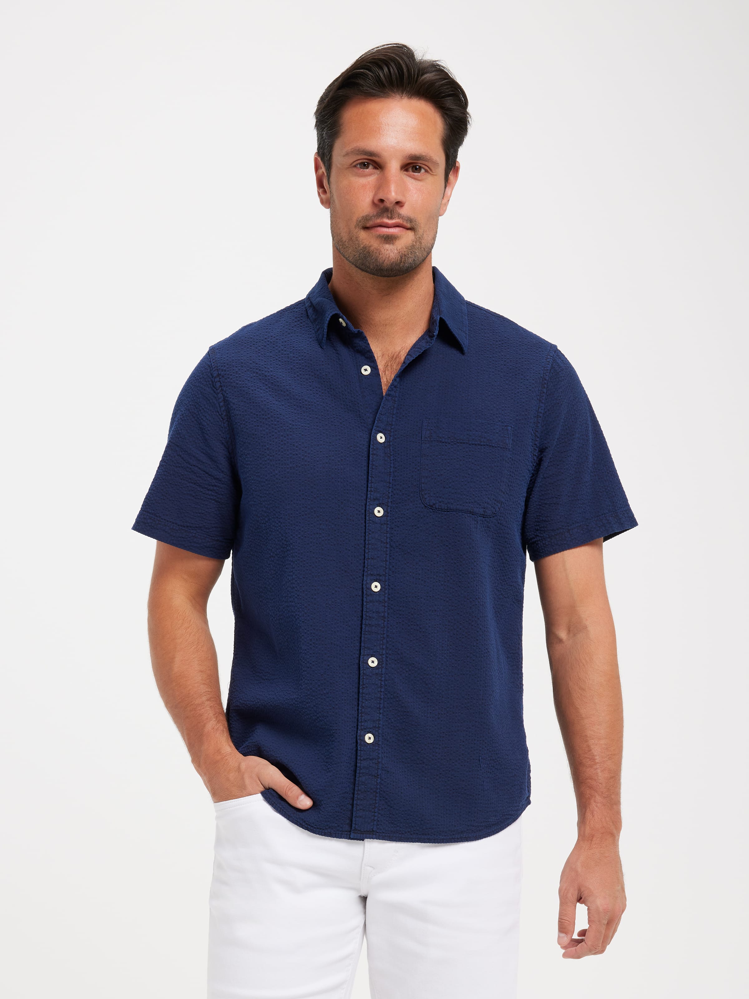 Short Sleeve Seersucker Stripe