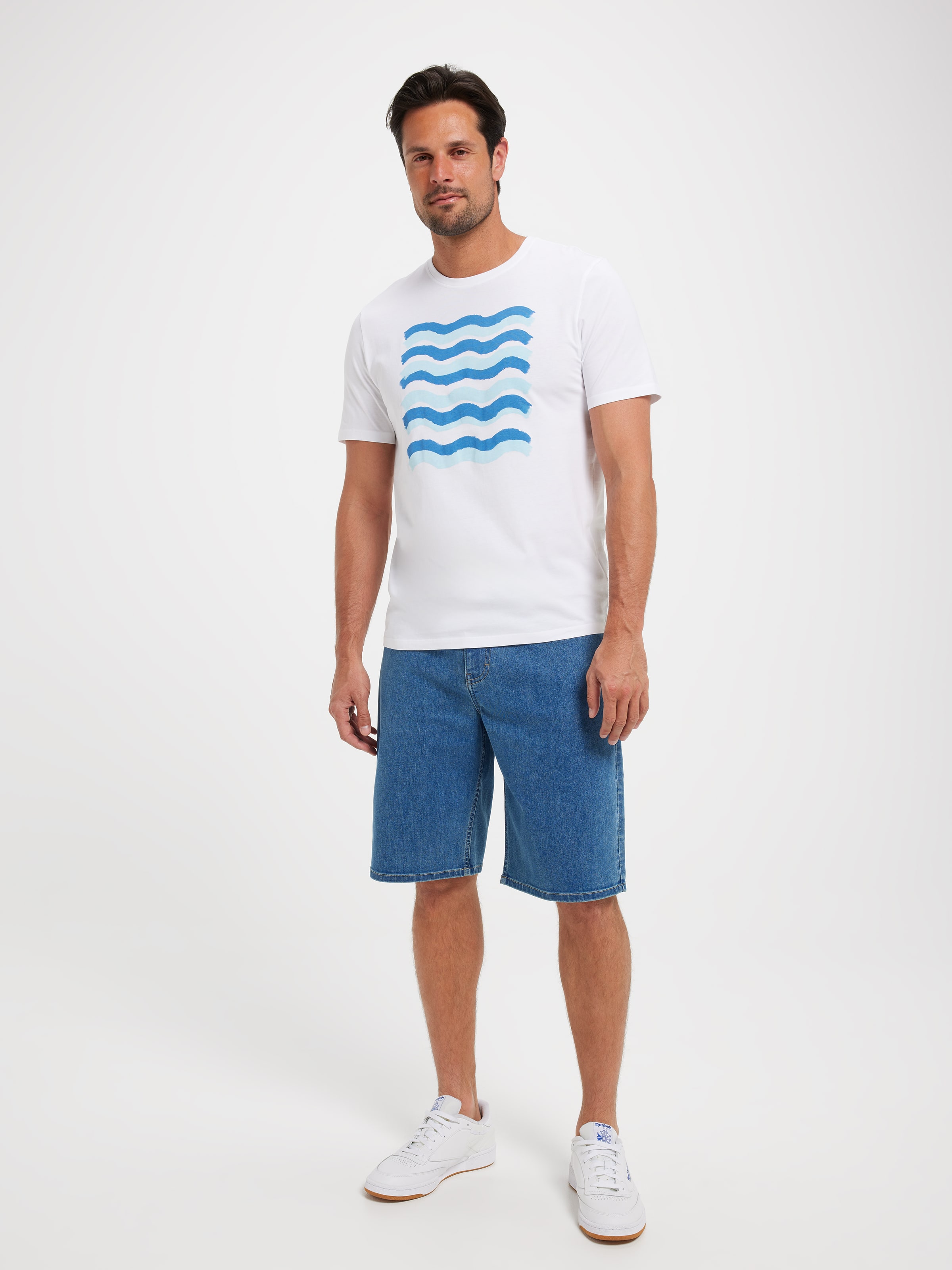 Short Sleeve Paint Waves Tonal Block
