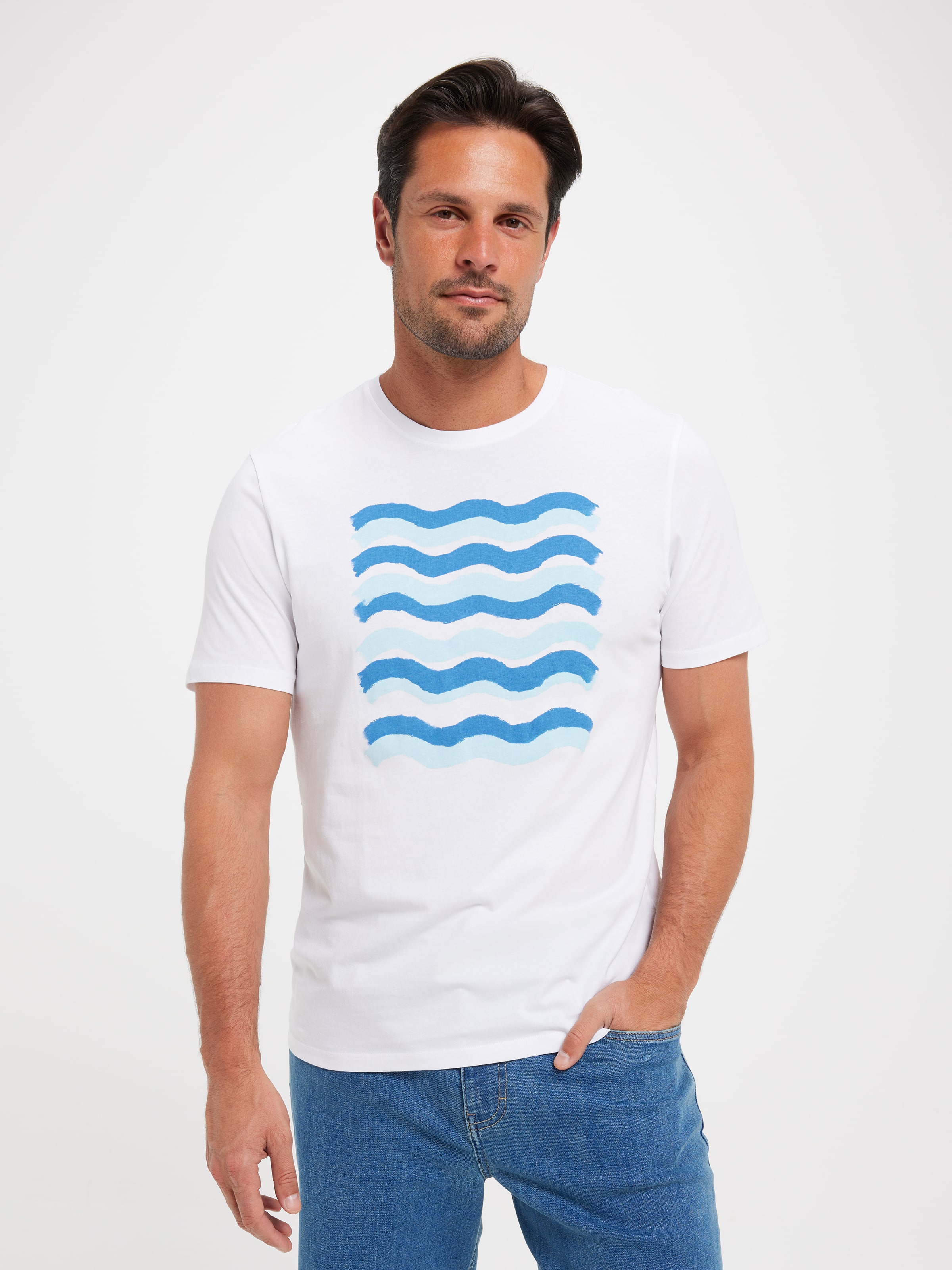 Short Sleeve Paint Waves Tonal Block