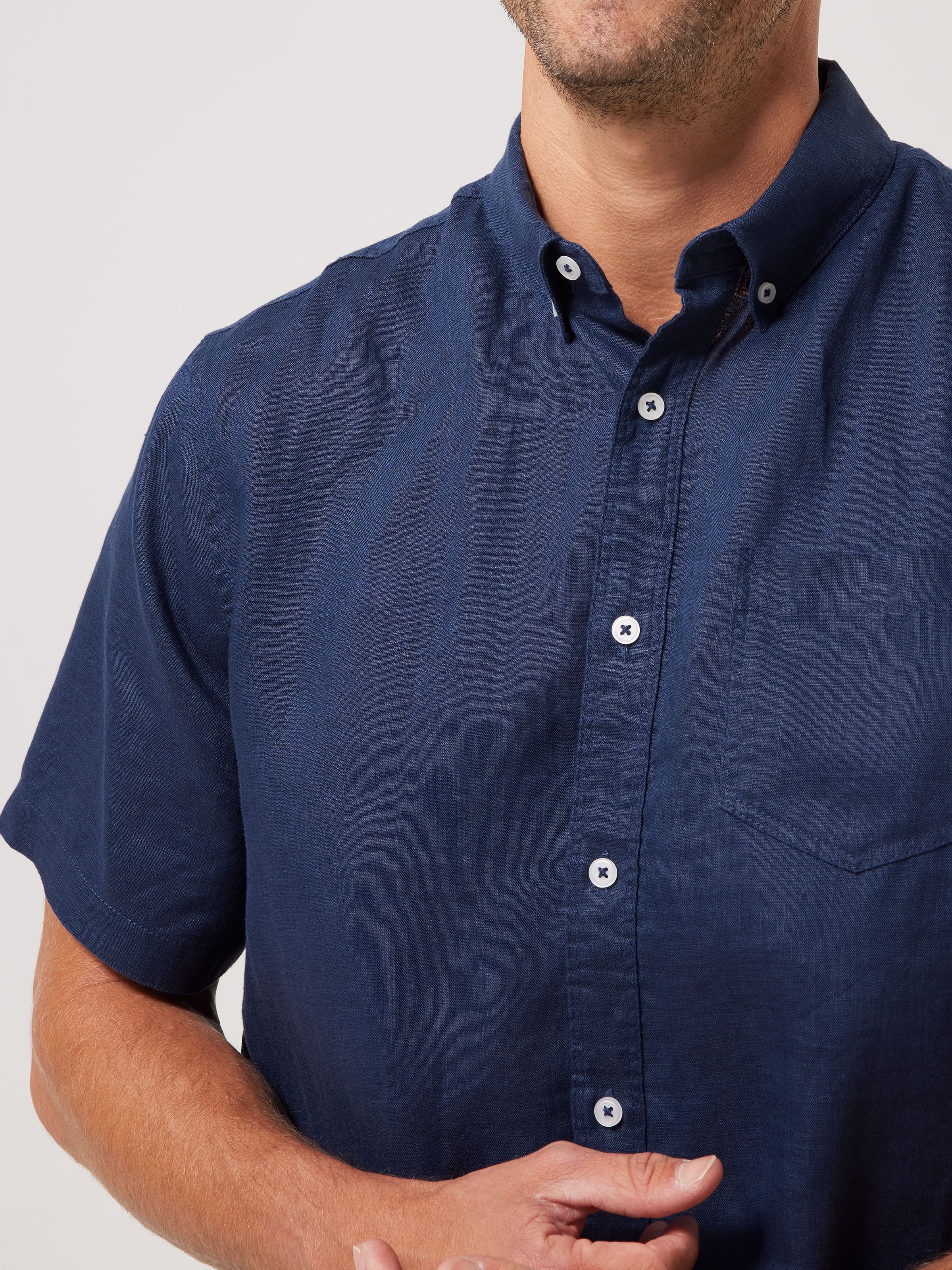 Short Sleeve Linen Plain Shirt
