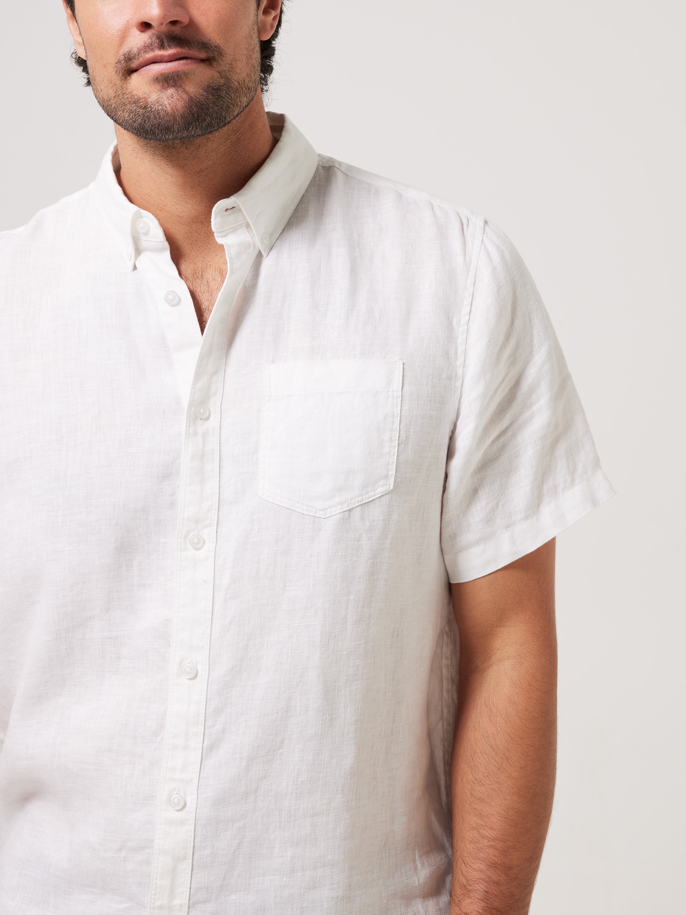 Short Sleeve Linen Plain Shirt