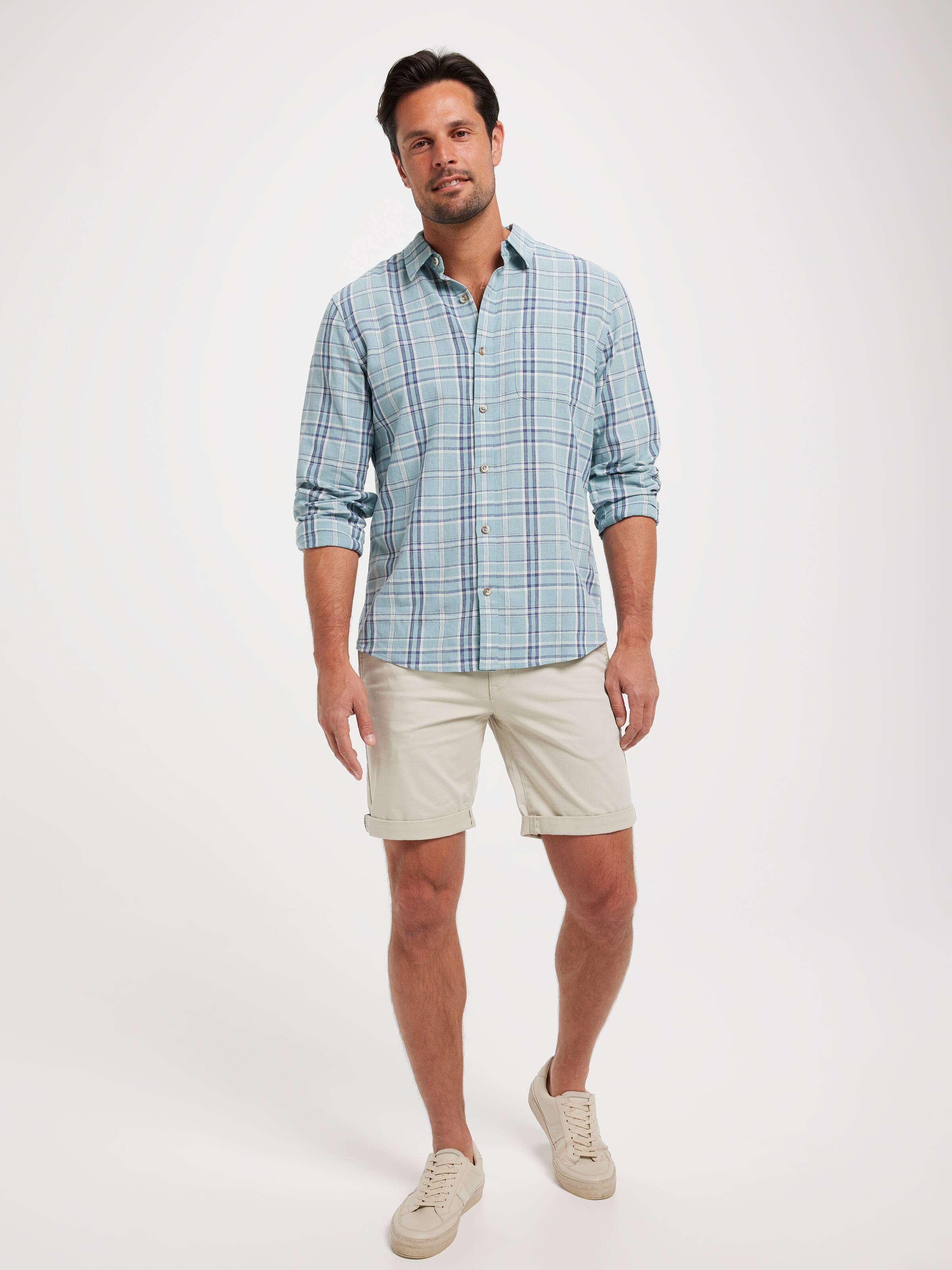 Regular Linen Blend Check Shirt