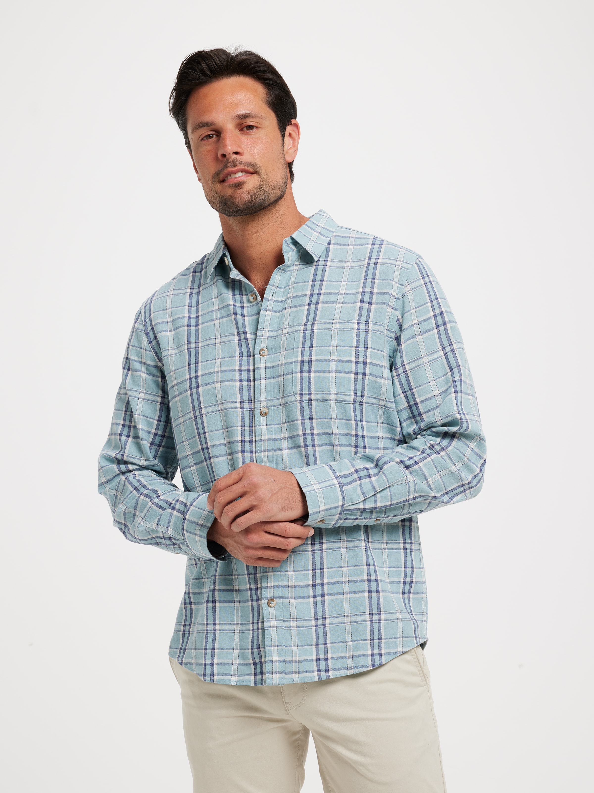 Regular Linen Blend Check Shirt
