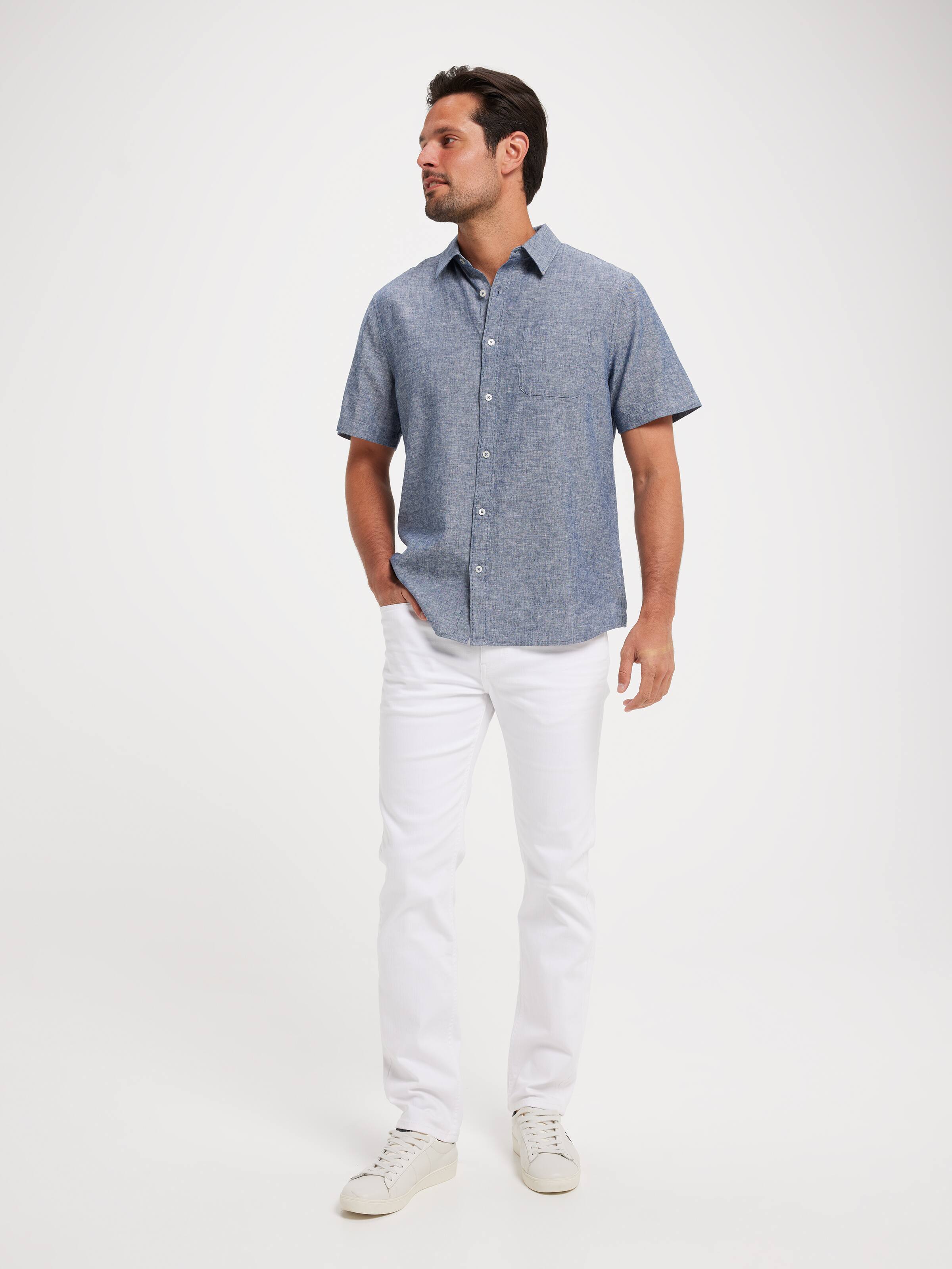 Linen Blend Cross Dye Shirt