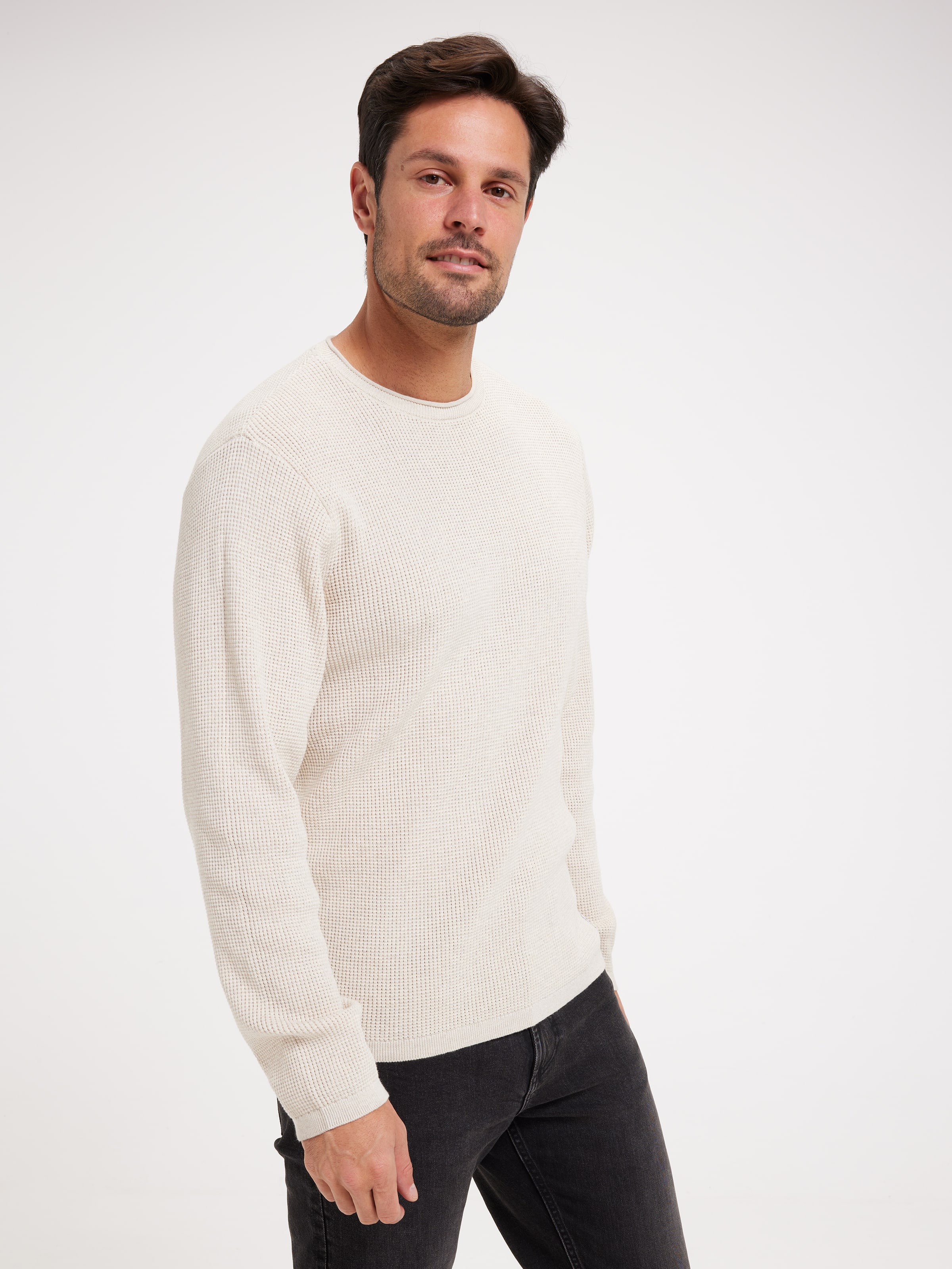 Mini Waffle Crew Knit