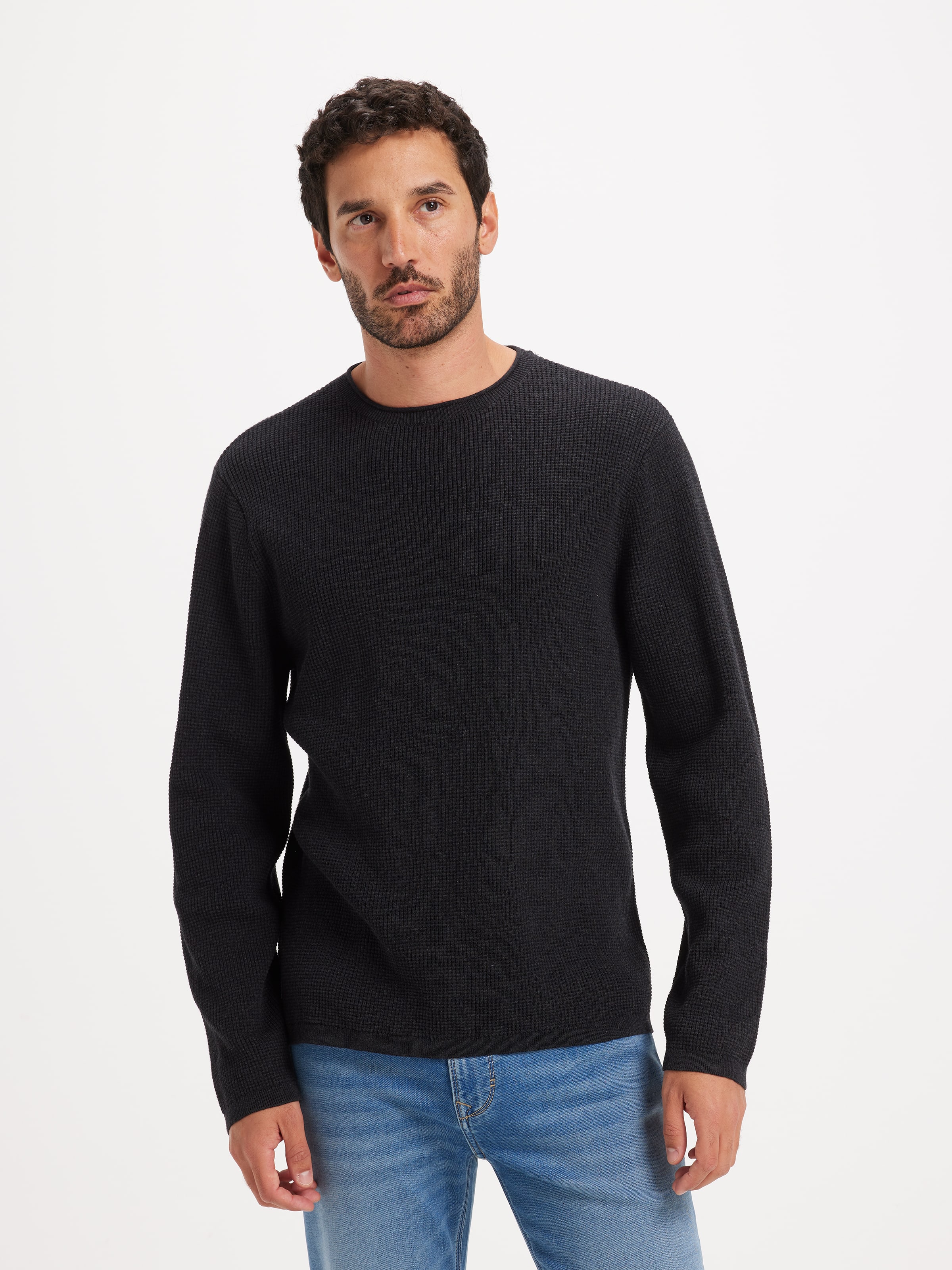 Mini Waffle Crew Knit