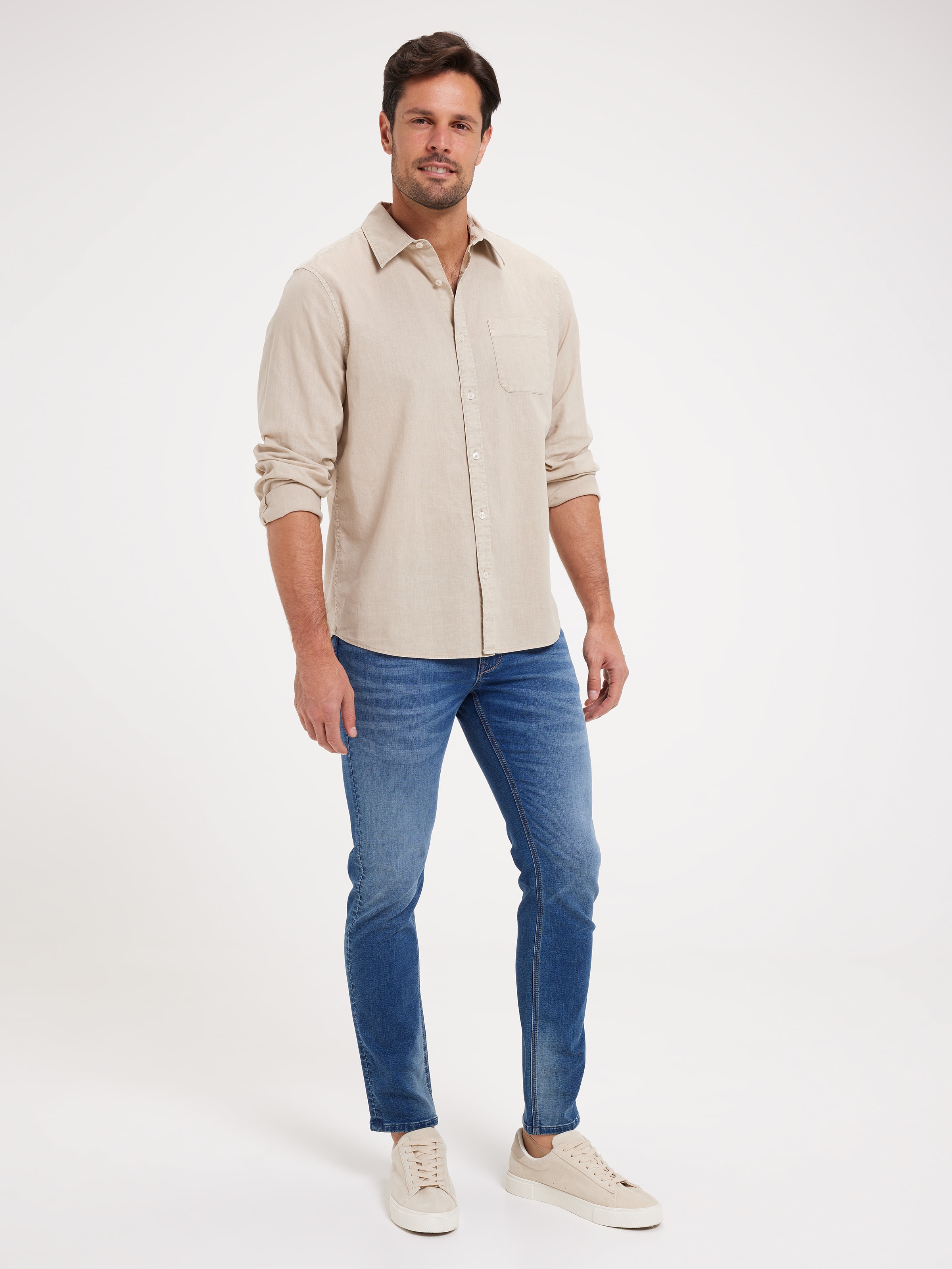Long Sleeve Linen Blend Vintage Shirt