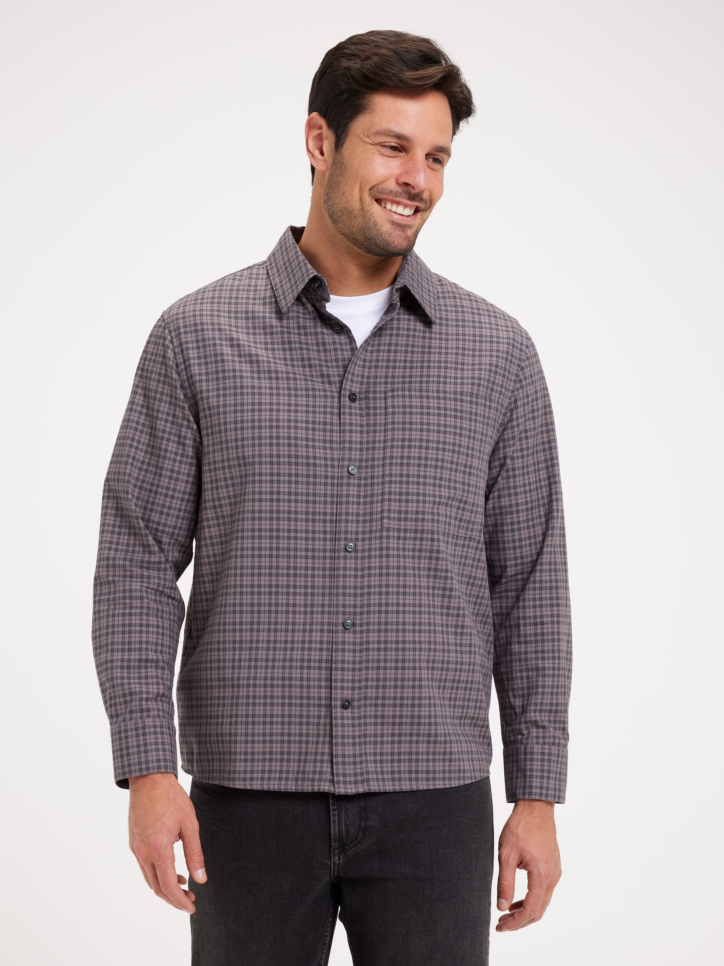 Long Sleeve Relaxed Check Shirt