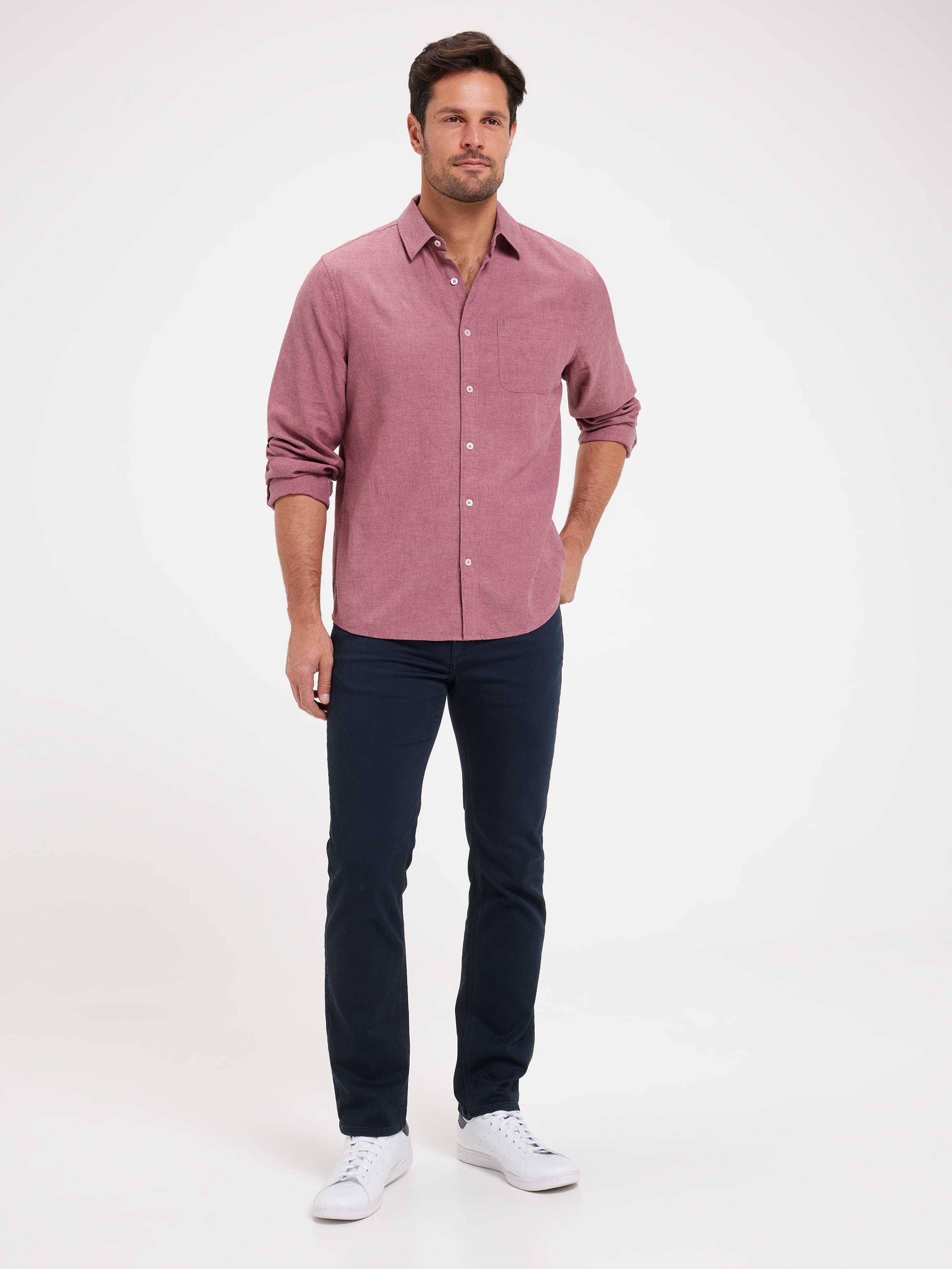 Long Sleeve Linen Blend Shirt