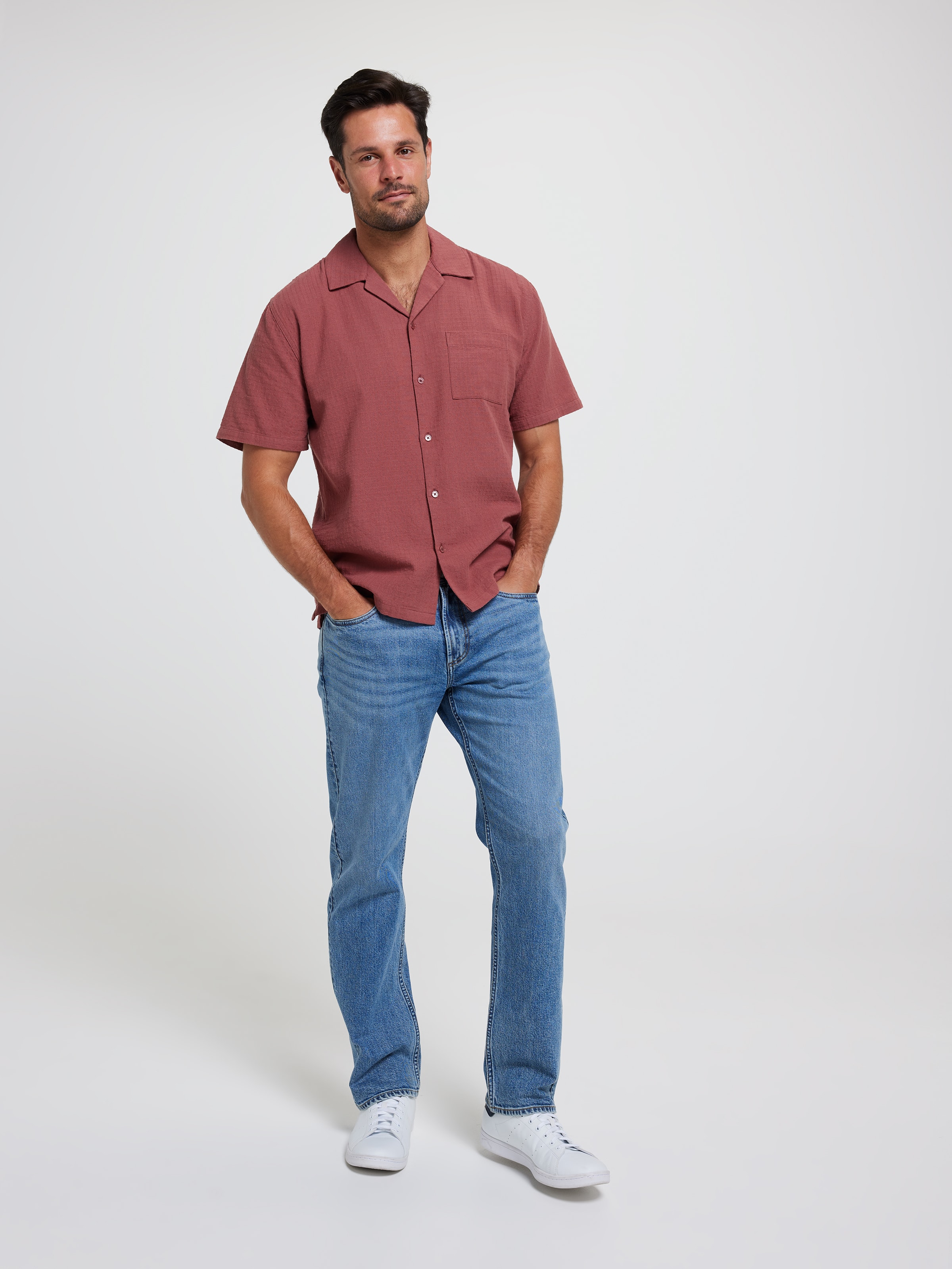 Short Sleeve Waffle Texture Shirt