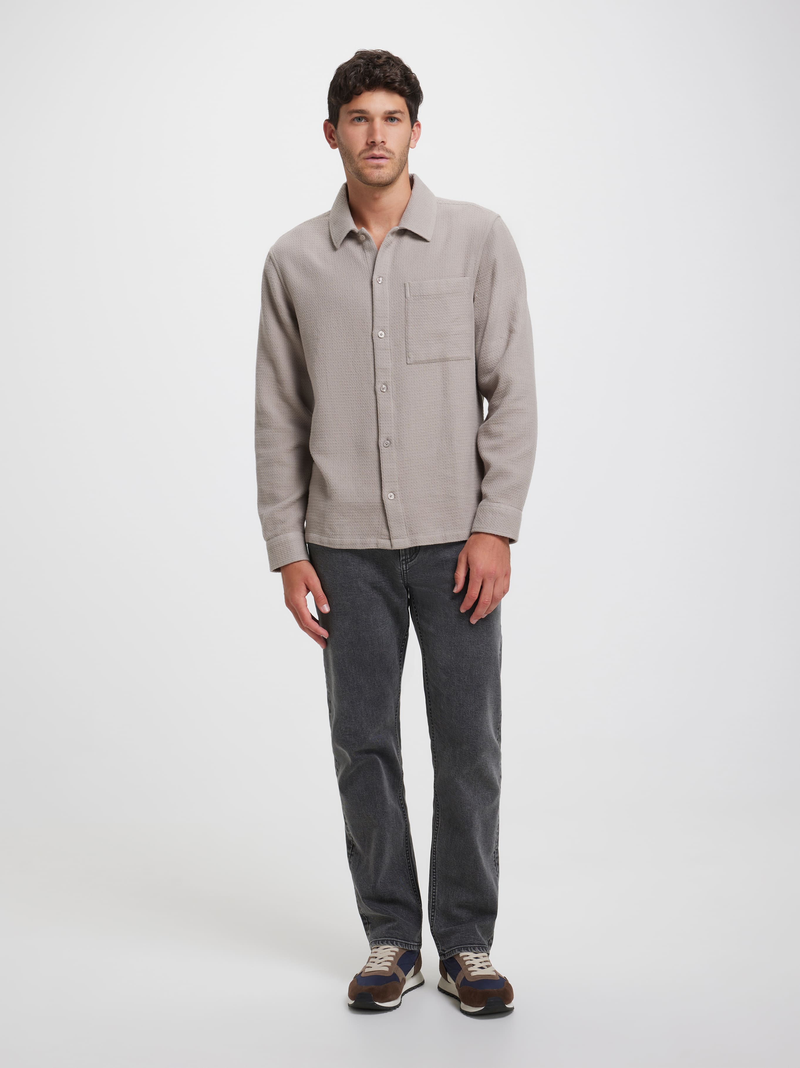Long Sleeve Texture Overshirt