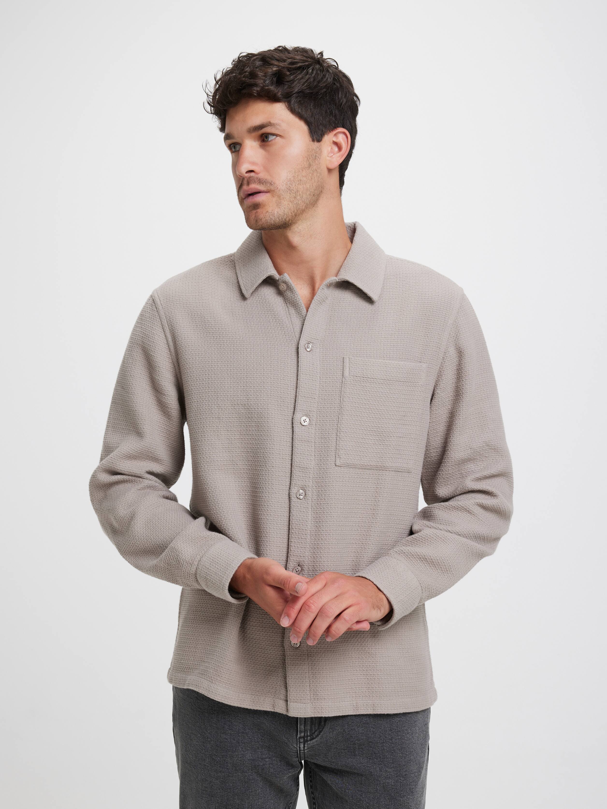 Long Sleeve Texture Overshirt