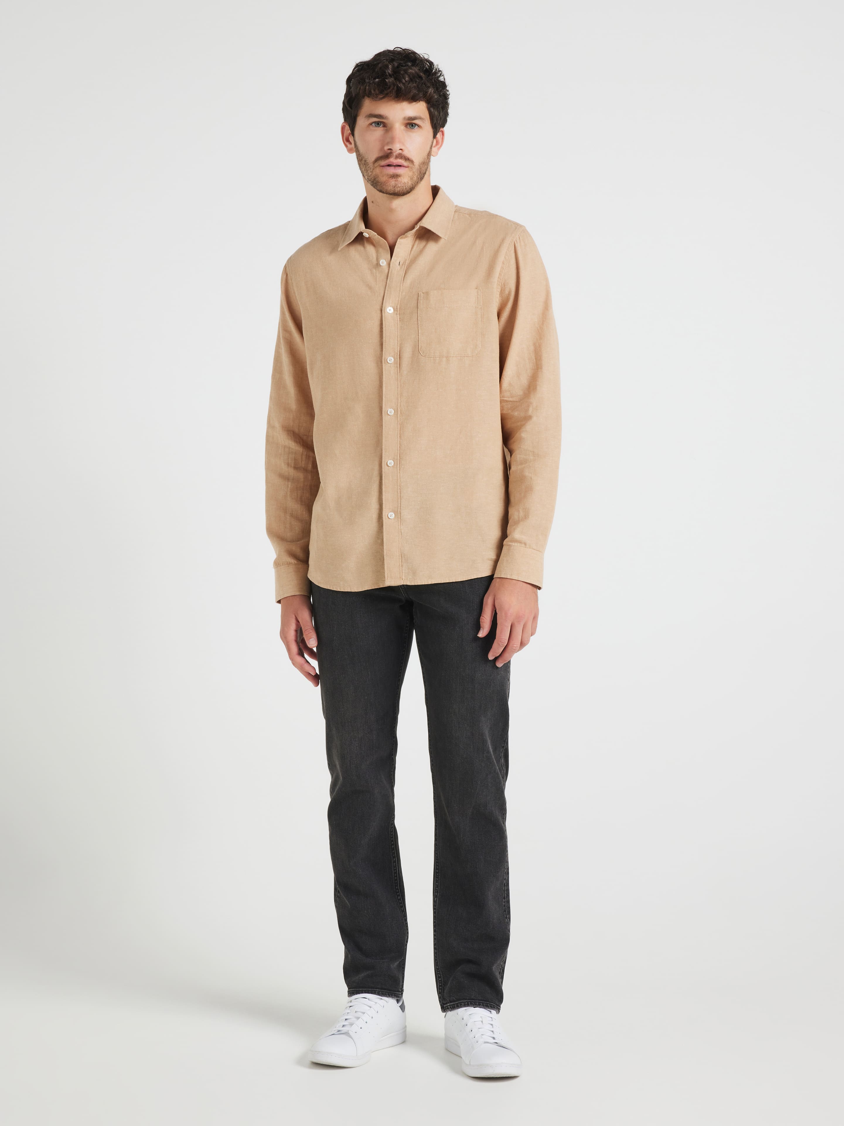 Long Sleeve Linen Blend Vintage Shirt