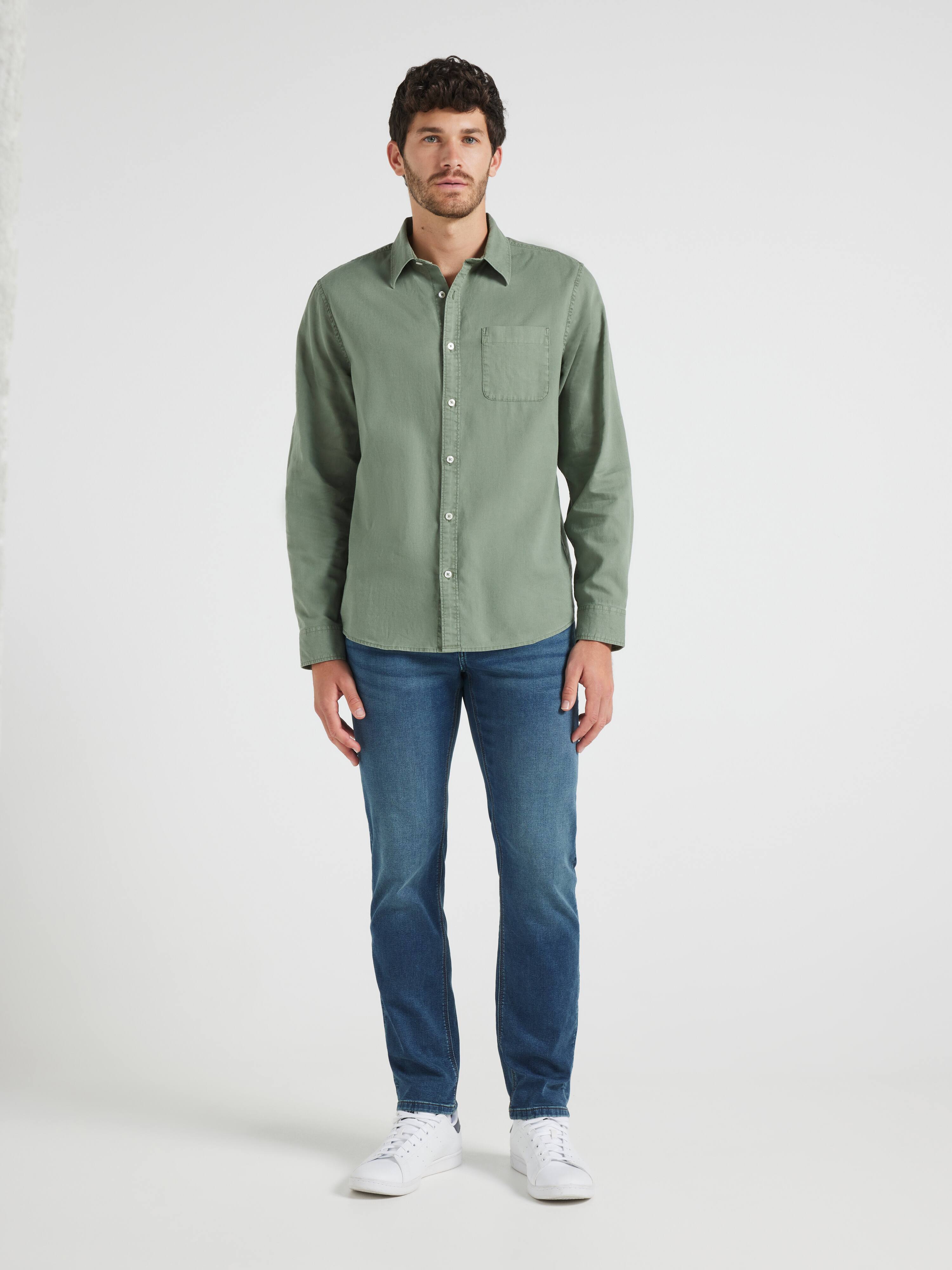 Long Sleeve Linen Blend Shirt