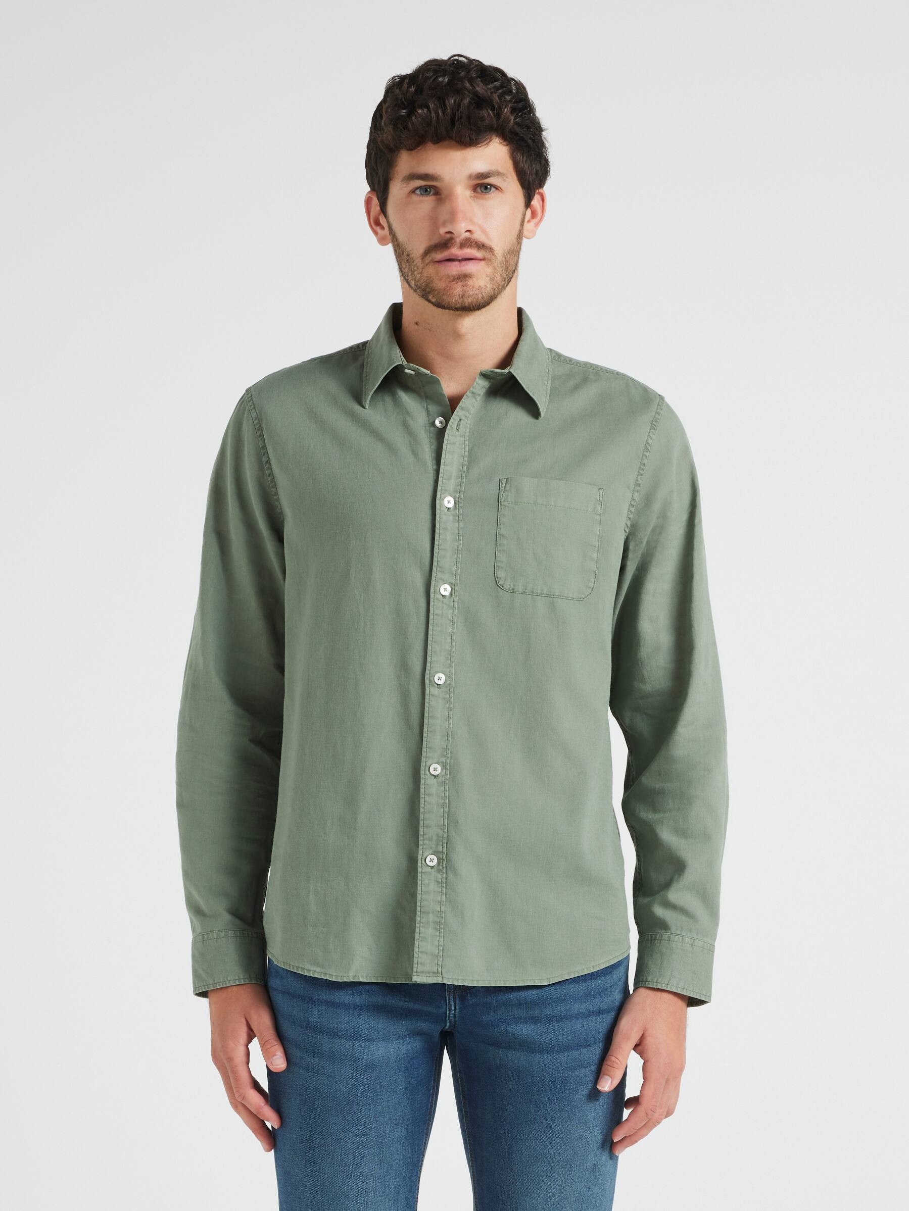 Long Sleeve Linen Blend Shirt