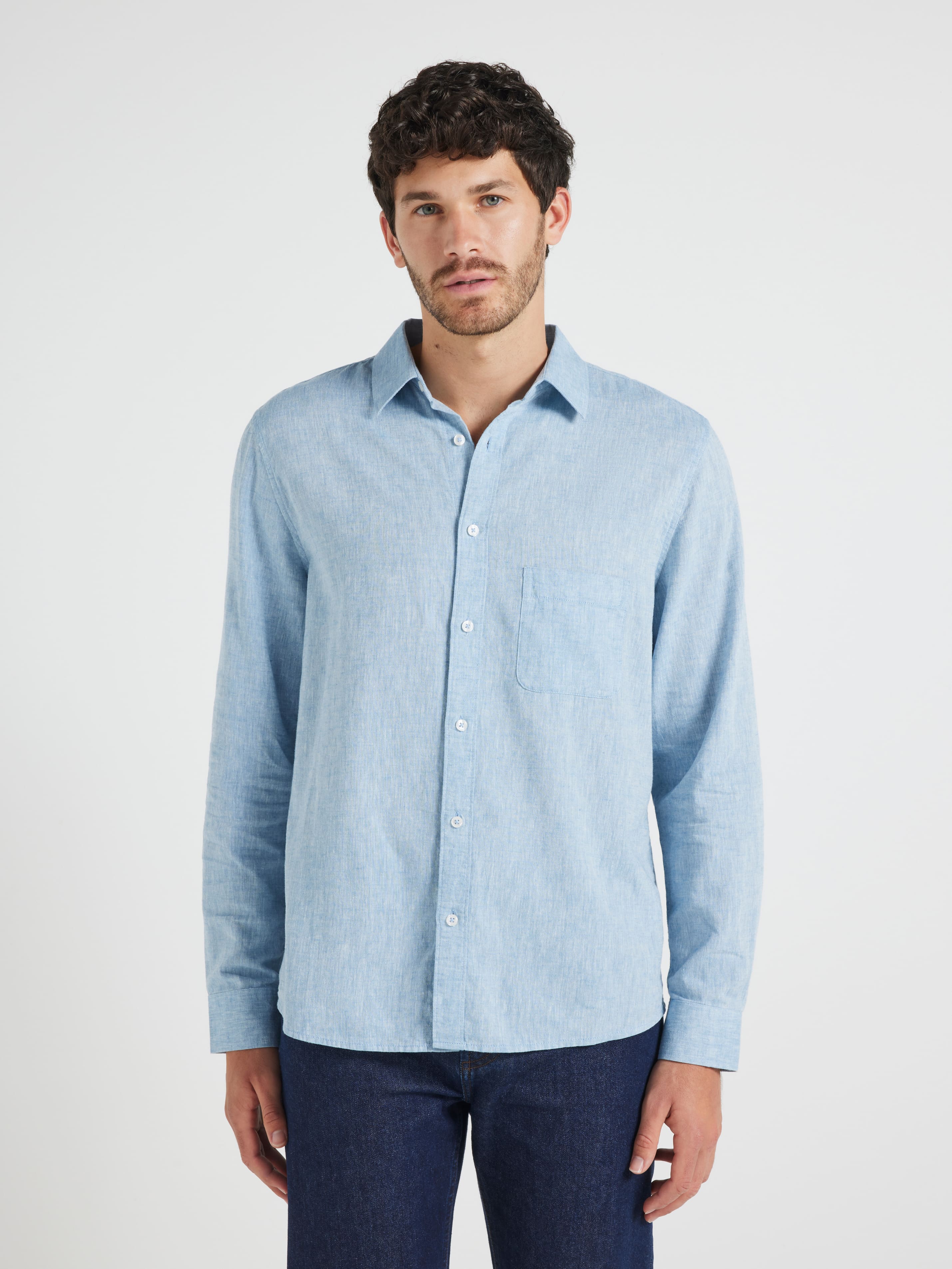 Long Sleeve Linen Blend Shirt