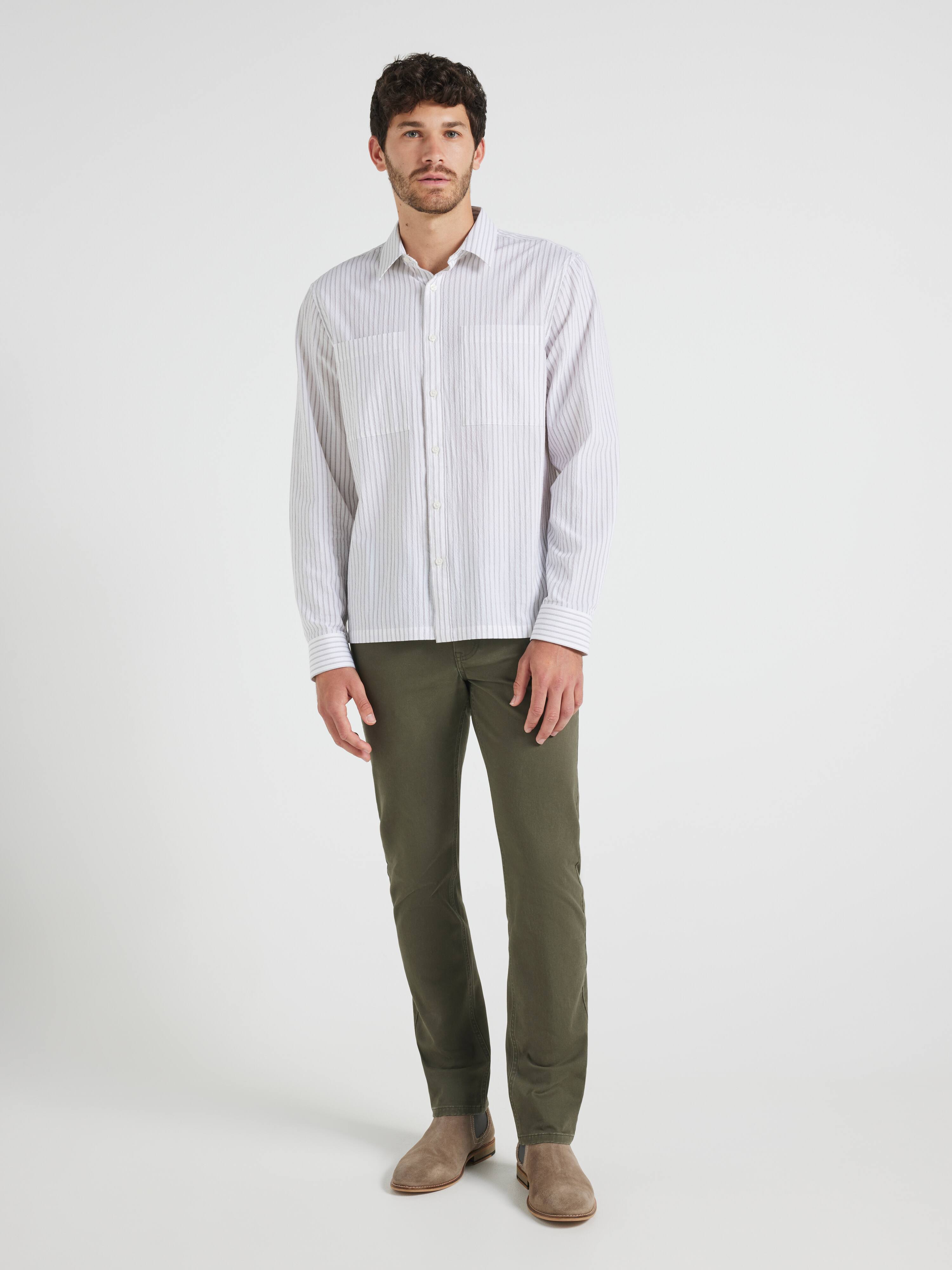 Long Sleeve Crinkle Stripe Shirt