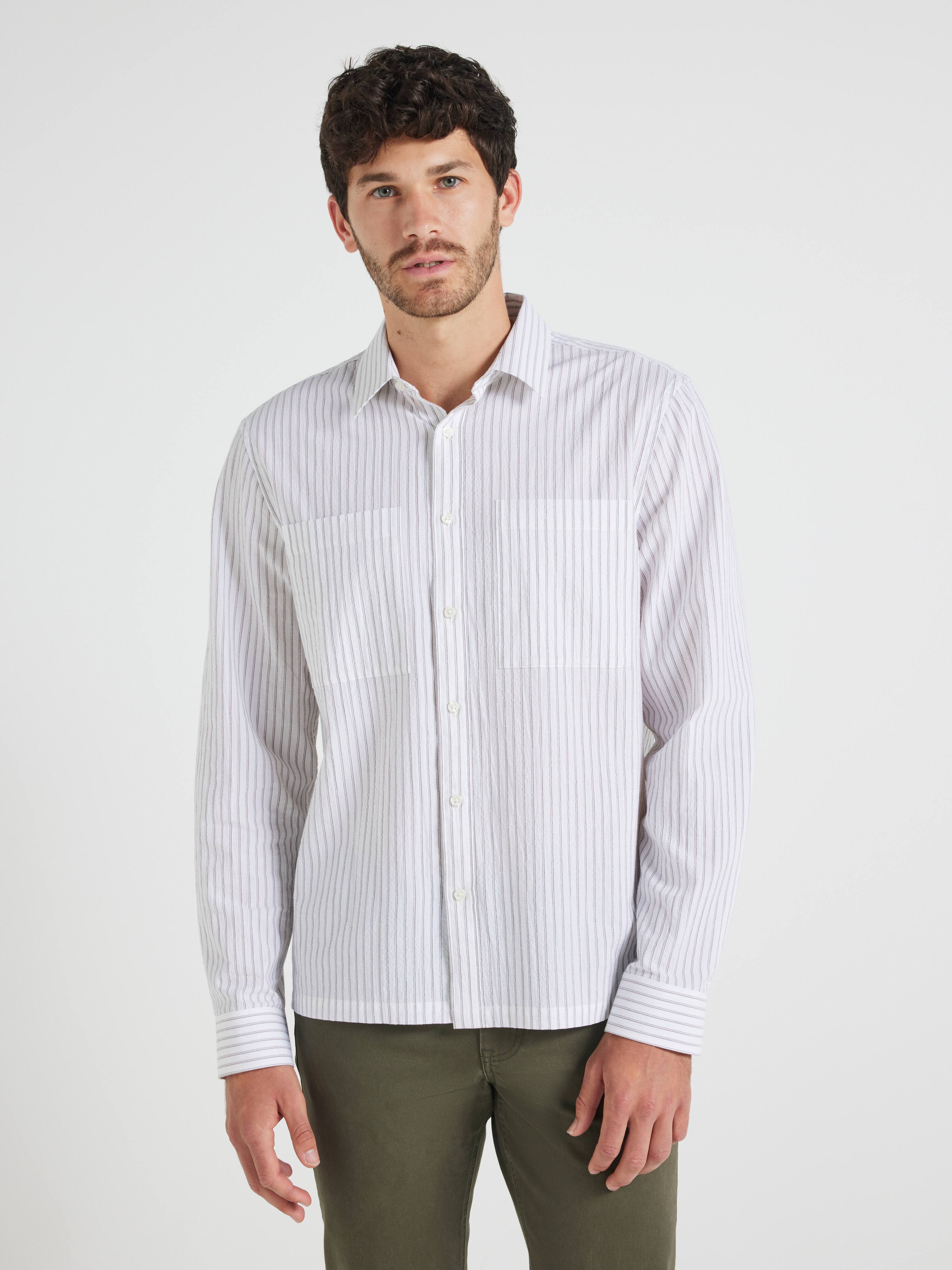Long Sleeve Crinkle Stripe Shirt