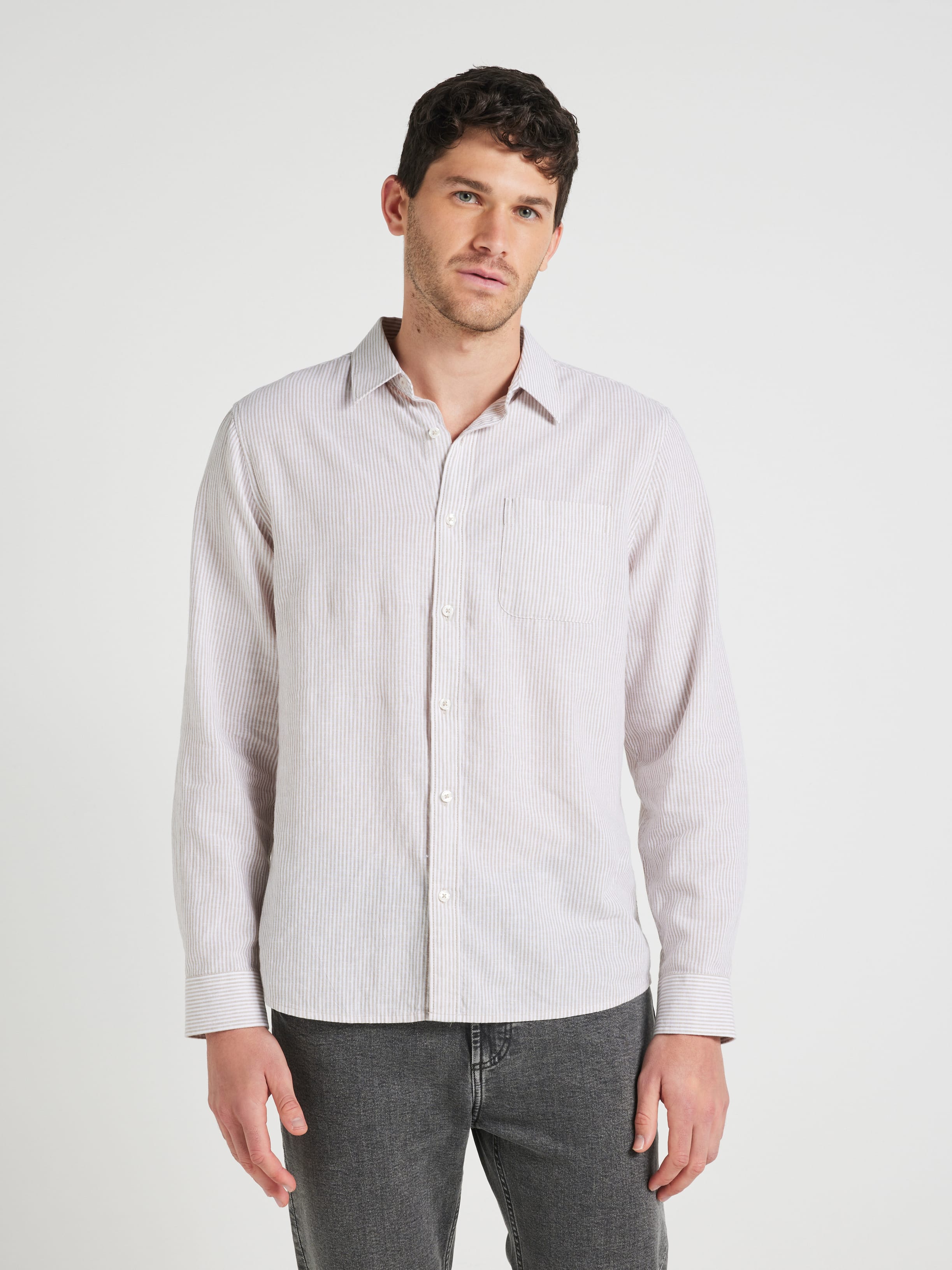 Linen Blend Stripe Shirt